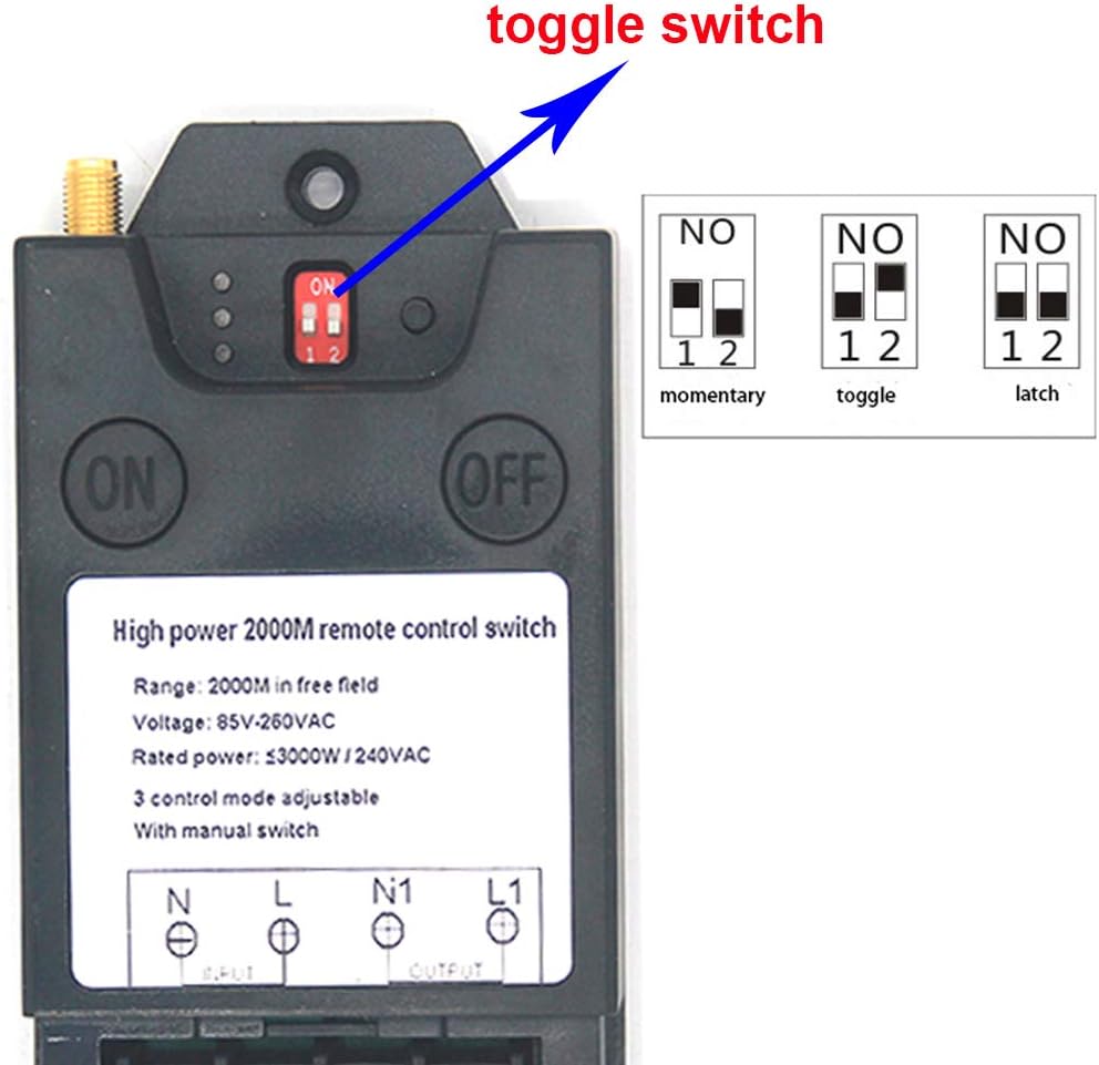 2000 Meters Long Distance Wireless Remote Control Switch high Power Water Pump Motor Lighting Industrial Wireless Remote Control Switch AC 110V 220V Relay Switch Transmitter High Range 6600ft Pack of 2
