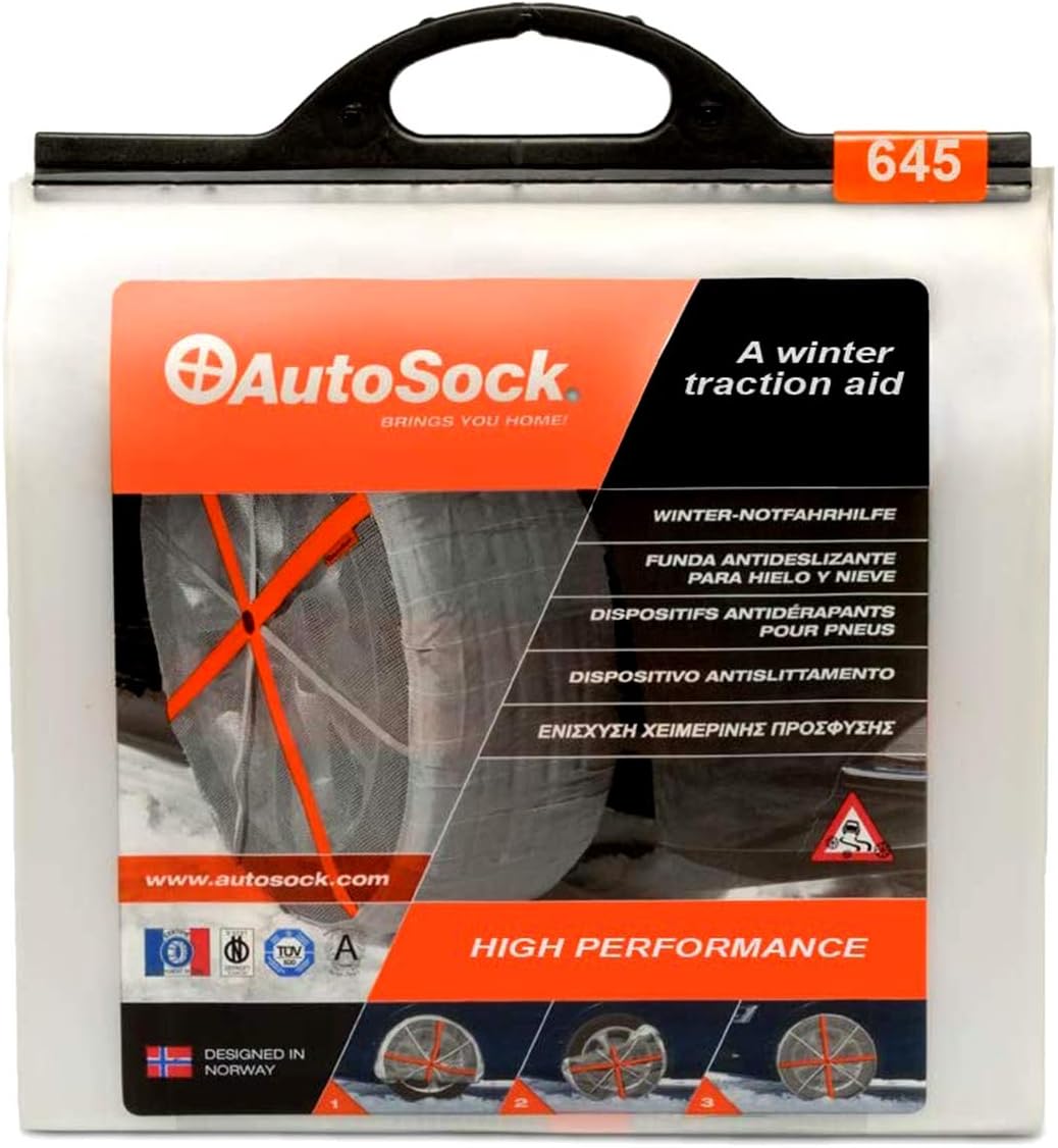 AUTOSOCK 645 - Snow Socks for Passenger Cars - Easy to Use Tire Chains Alternative (Pack of 2)