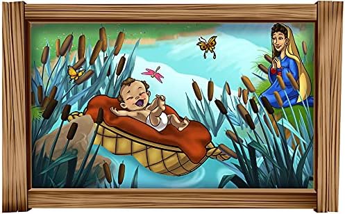 Wacky World Studios Biblical Baby Moses in The Basket Framed Mural (Peel and Stick, Small 2'w x 1'3