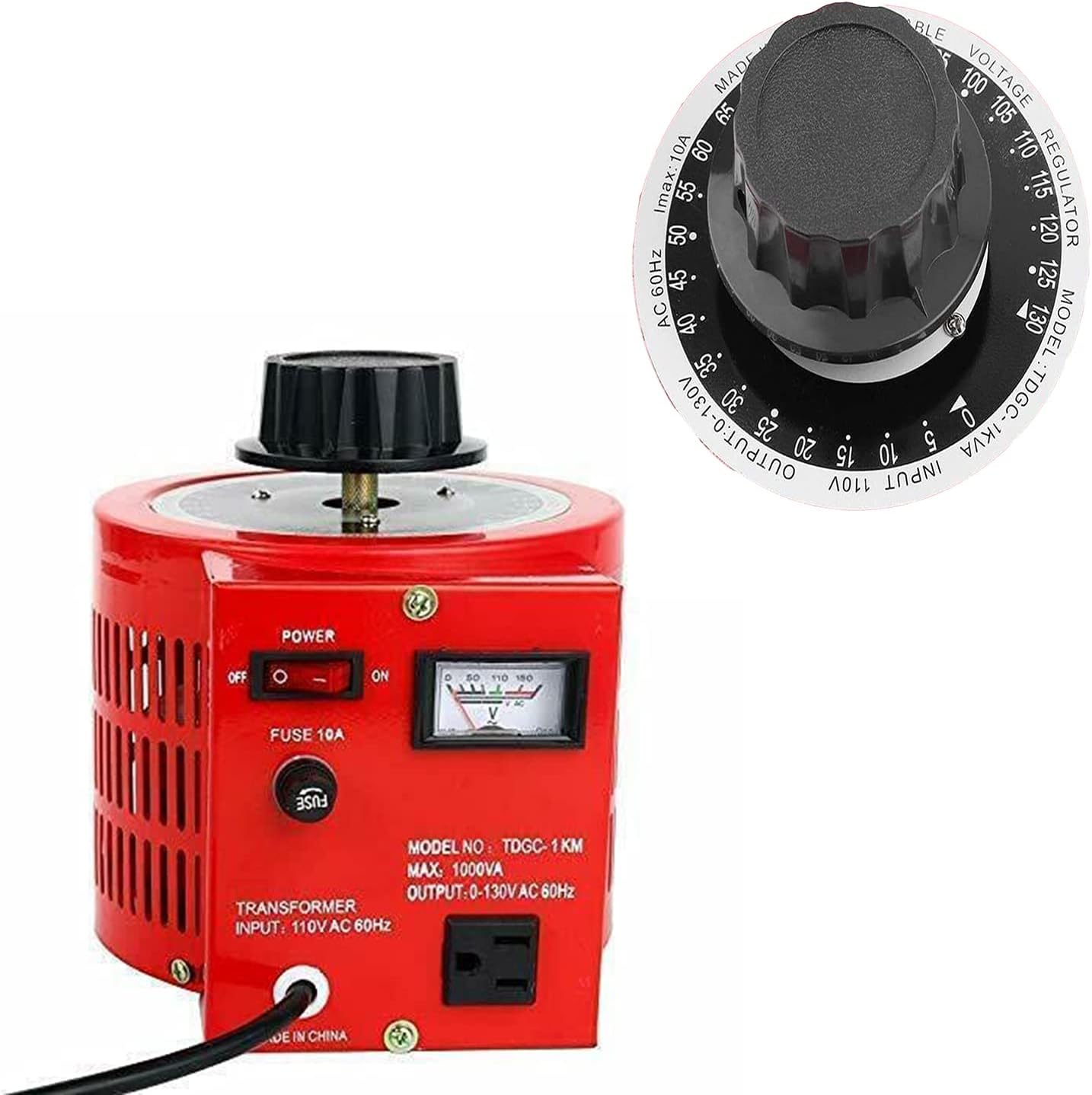 MYOYAY 1000W Variable Transformer 10Amp 0-130V Output variac autotransformer AC Voltage Converter