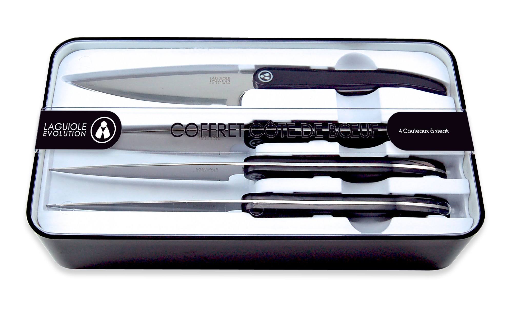 Laguiole Evolution 4-Piece Steak / T-Bone Cutlery Set - Black