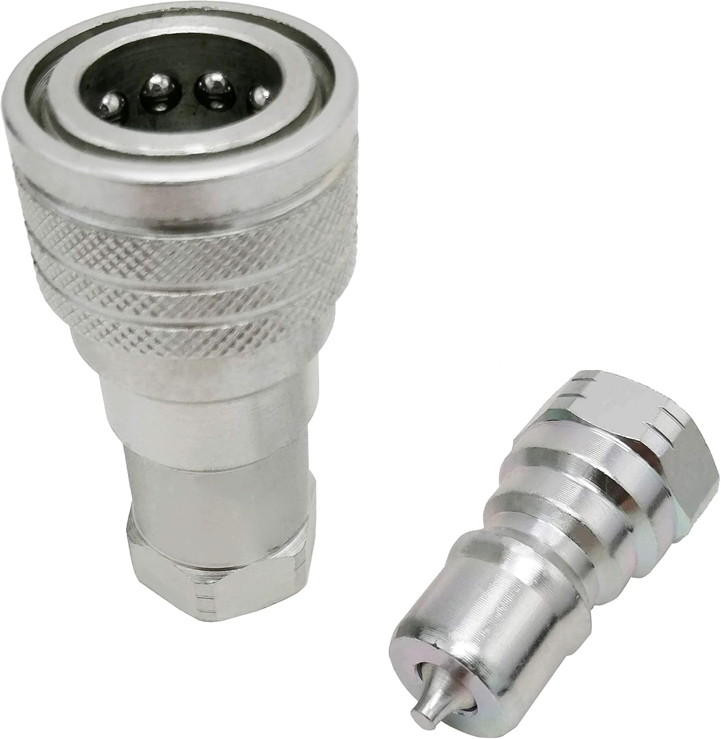 ISO 7241-B 1/4 Inch NPT Quick Disconnect Hydraulic Coupler/Coupling (2 Set) Pack of 2