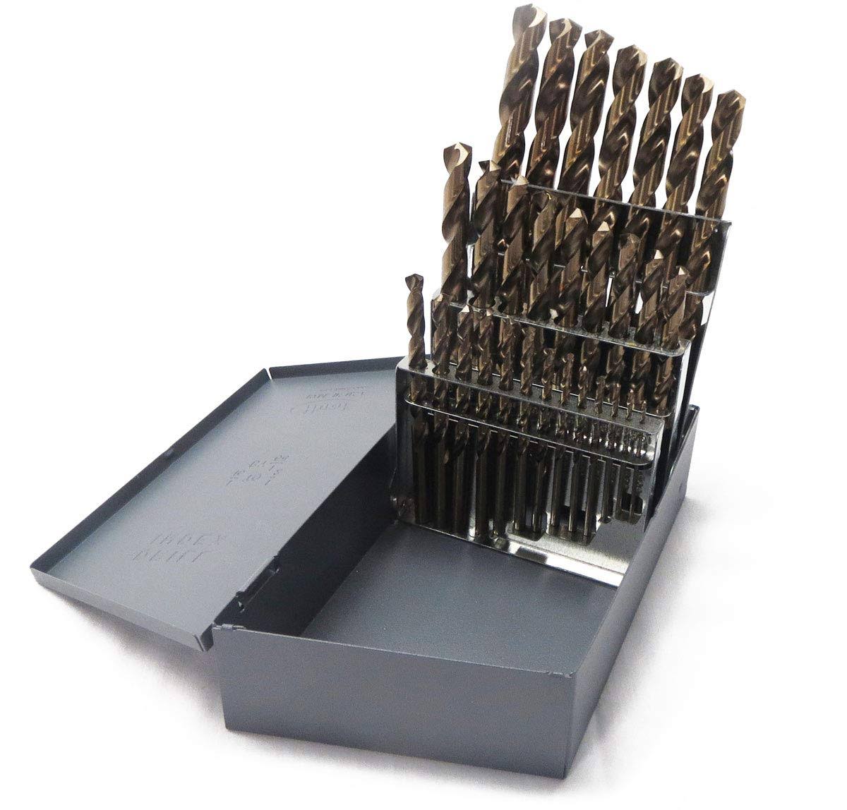 Topline Drill Bit Set M42 Cobalt Fractional 1/16-1/2x22 29pcs Huot Index