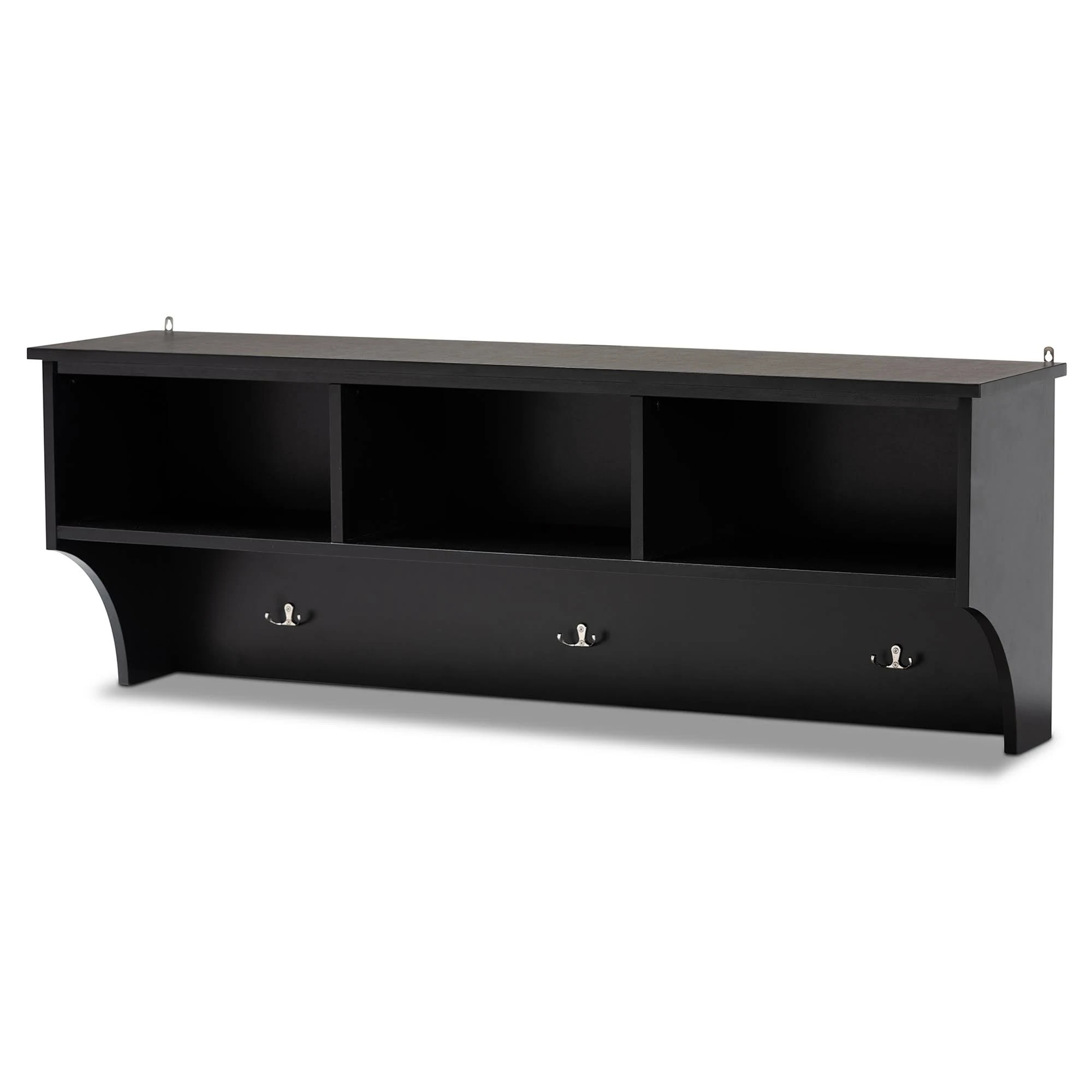 Baxton Studio Maya Modern Transitional Black Finished Wood Entryway Wall Mounted Coat Rack with Shelves