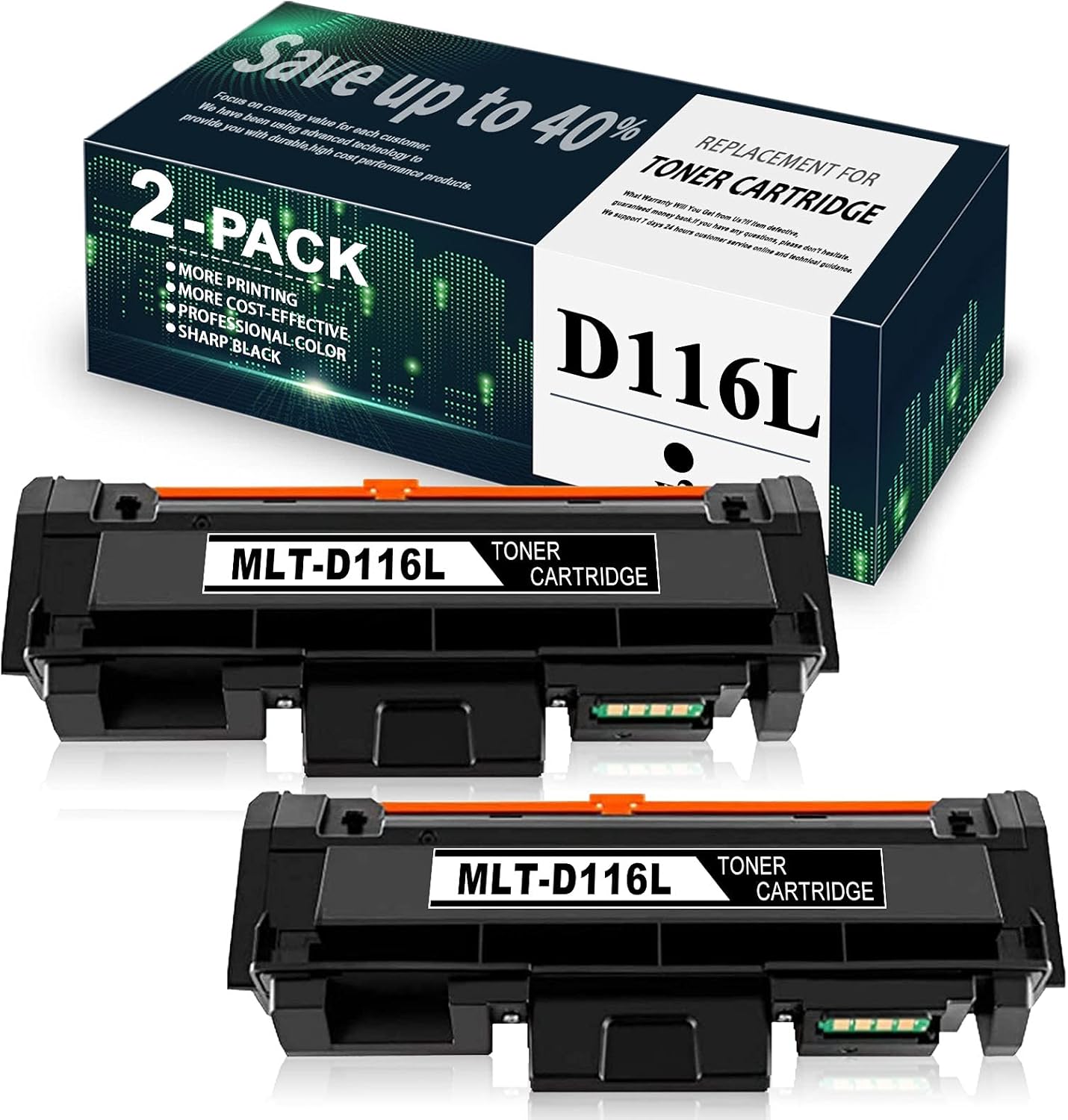 2 Pack MLTD116L Compatible MLT-D116L D116L Black Toner Cartridge Replacement for Xpress M2875FD M2626 M2835 M2825DW M2875FW M2625D M2675FN M2625 M267x M288x M2825WN M2885FW Printer Toner Cartridge.