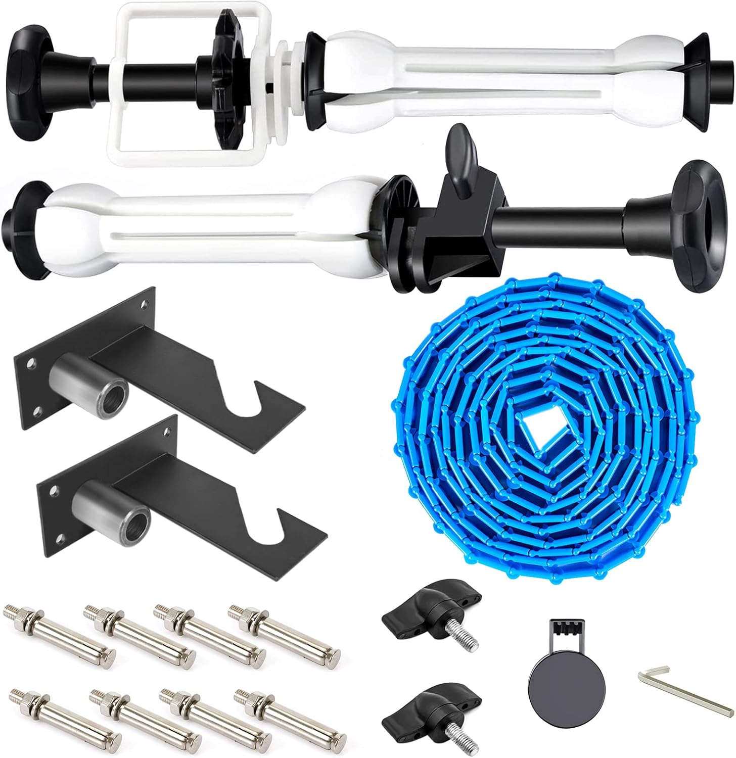 Fotoconic Single Roller Wall / Light Stand Mounting 2-in-1 Manual Background Support System, Including Two Single Hooks, Two Expand Bars, One Chain Pack of 2