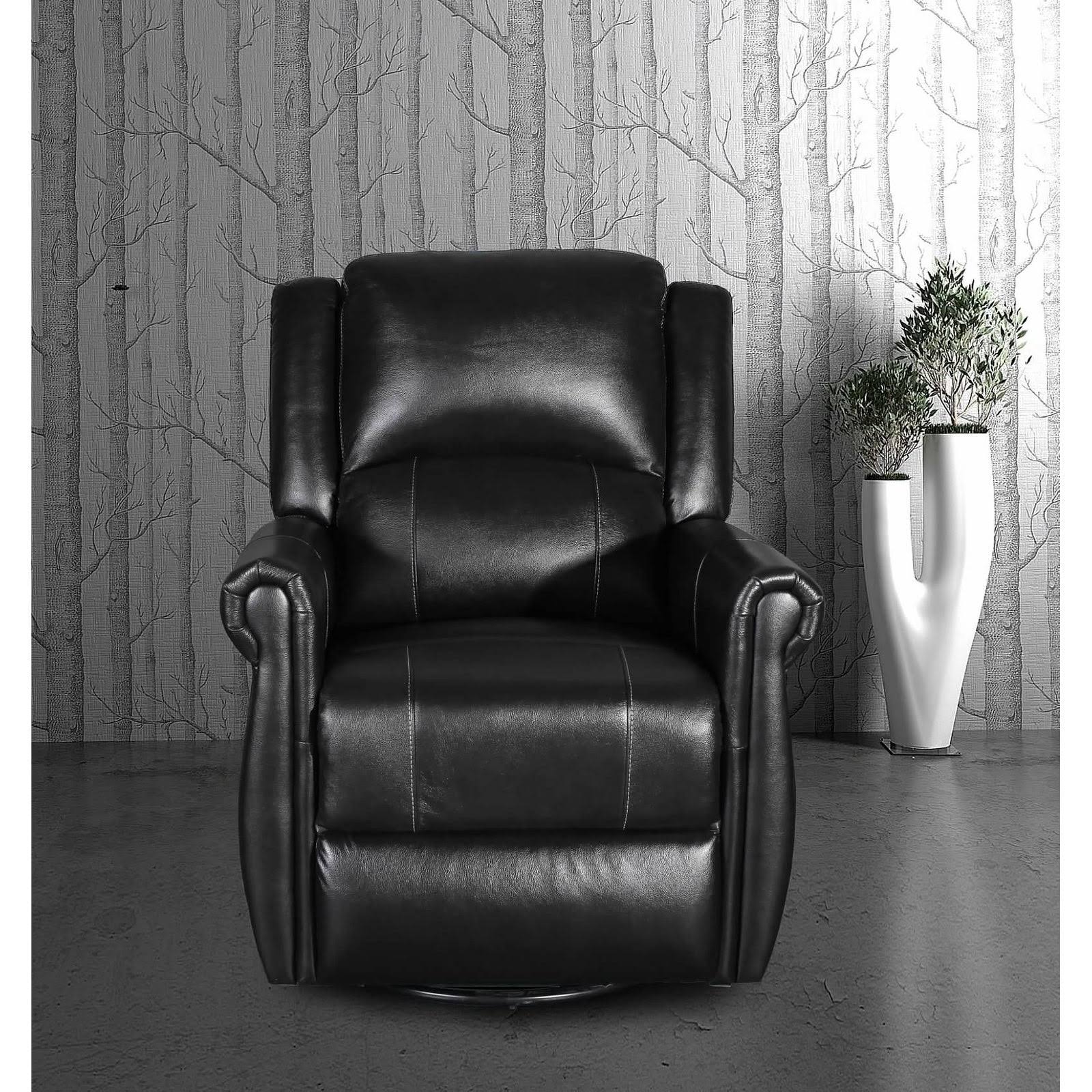 Greatime C2801 PU Manual Recliner w/ Swivel Glider - Black