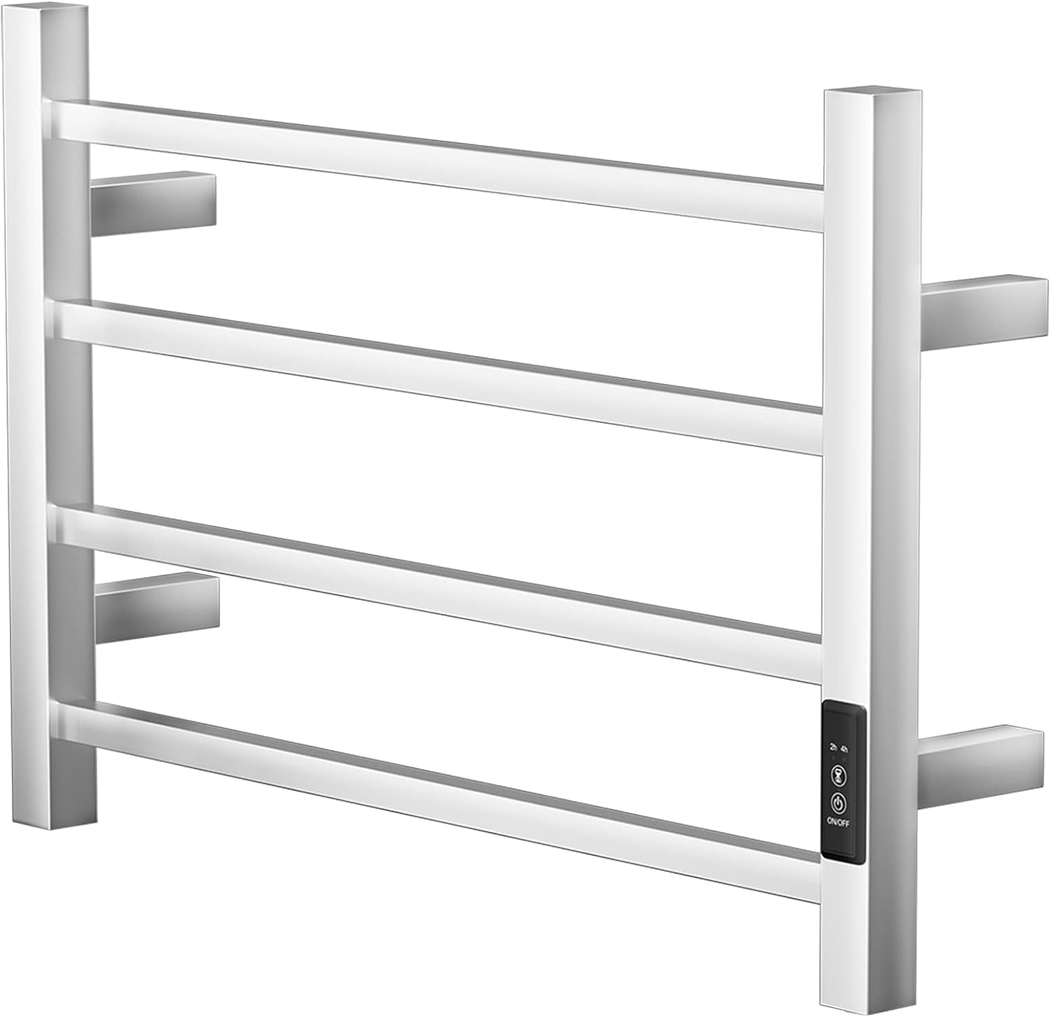 DAILYLIFE 4 Bars Towel Warmer Rack Wall Mounted, Stainless Steel Heated Drying Racks Home & Bathroom with Built-in Timer, Wide Version