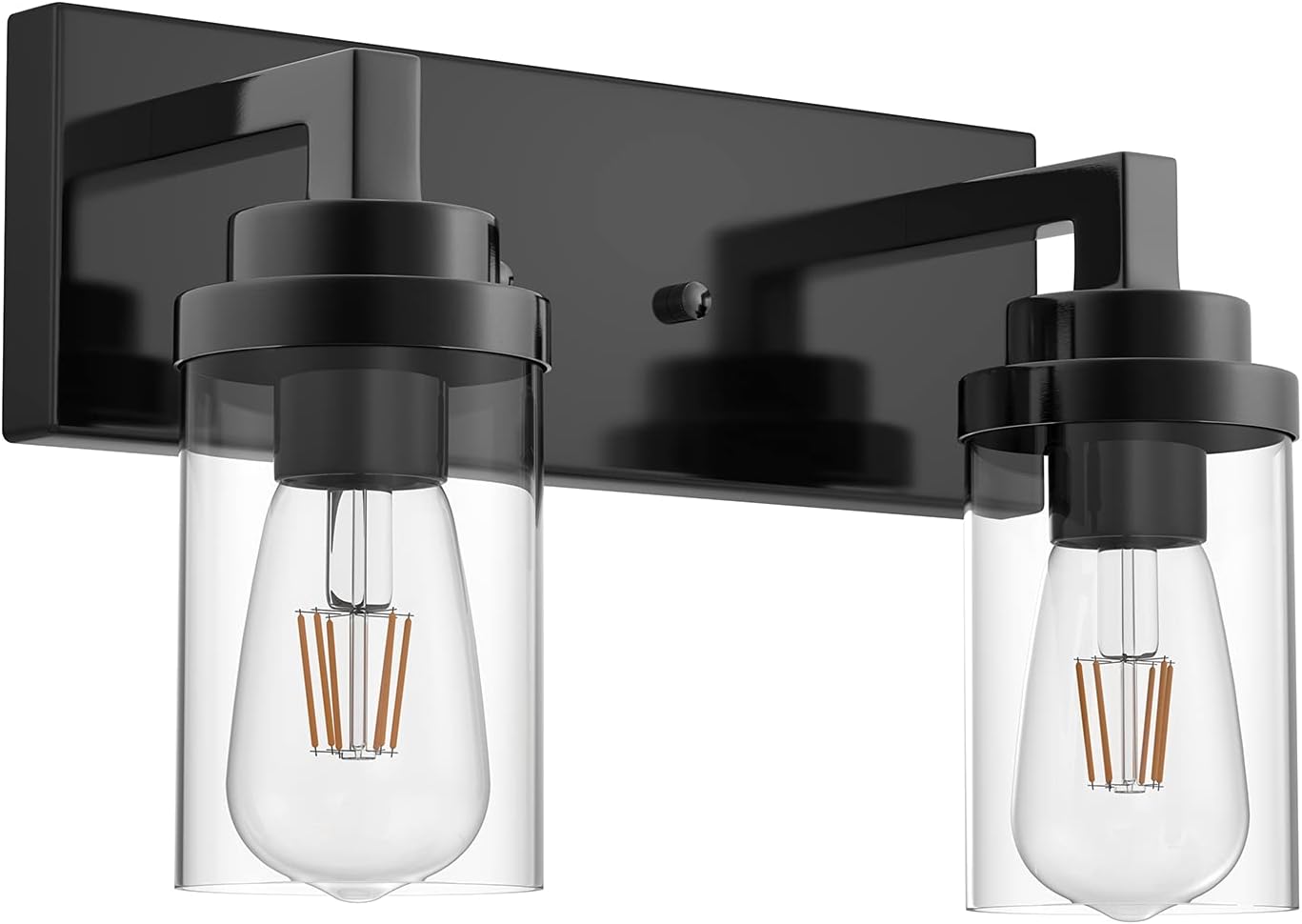 MELUCEE Vintage Bathroom Lighting Fixtures Over Mirror, 3-Light Modern Vanity Lights Black Finish Industrial Wall Sconce with Clear Glass Shade