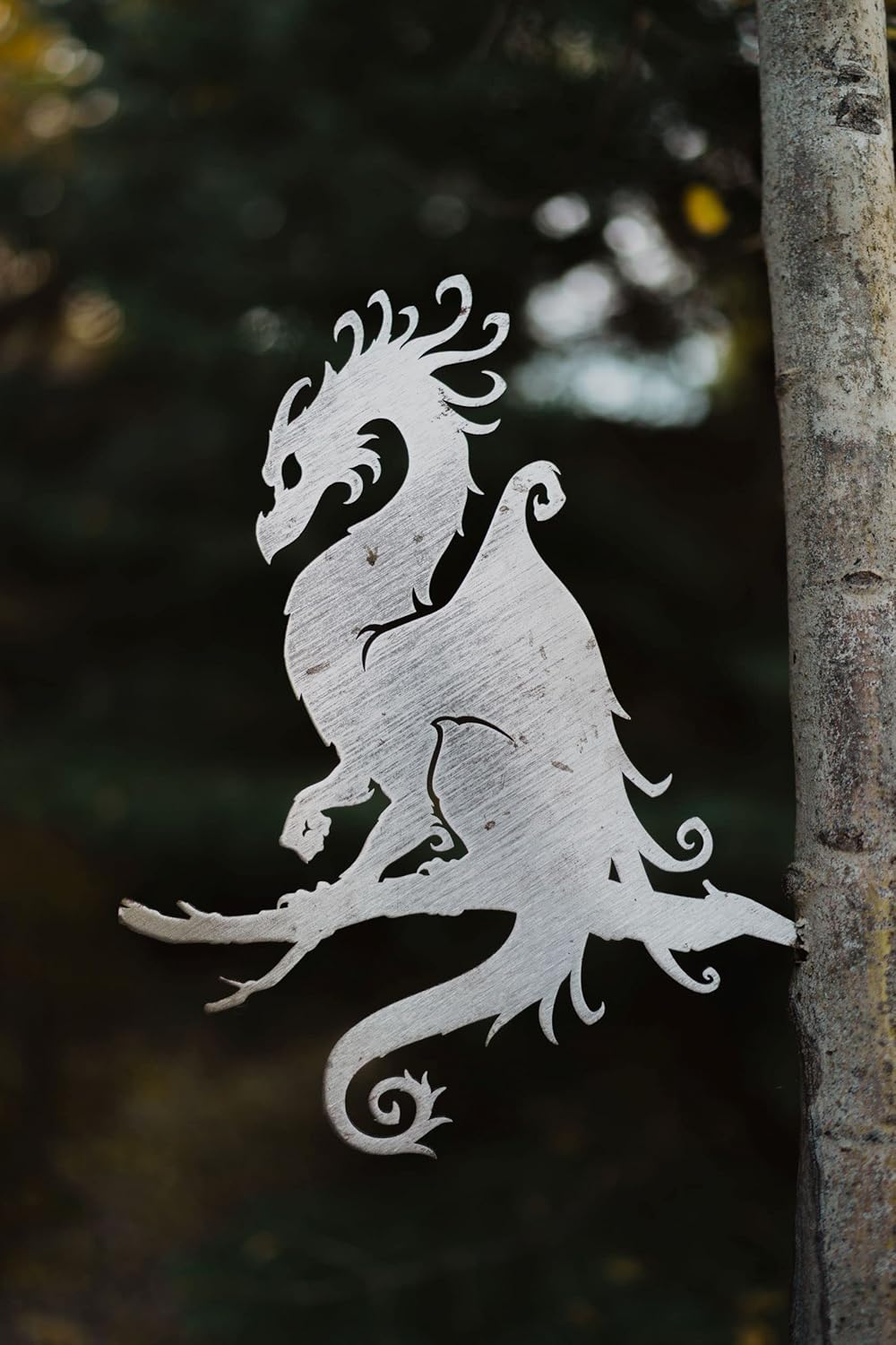 Steel Dragon Decoration | Metal Art | Fairy Garden Art | Backyard Art | Tree Art | Silhouette Art | Corten Steel | Patina Rust Pack of 2