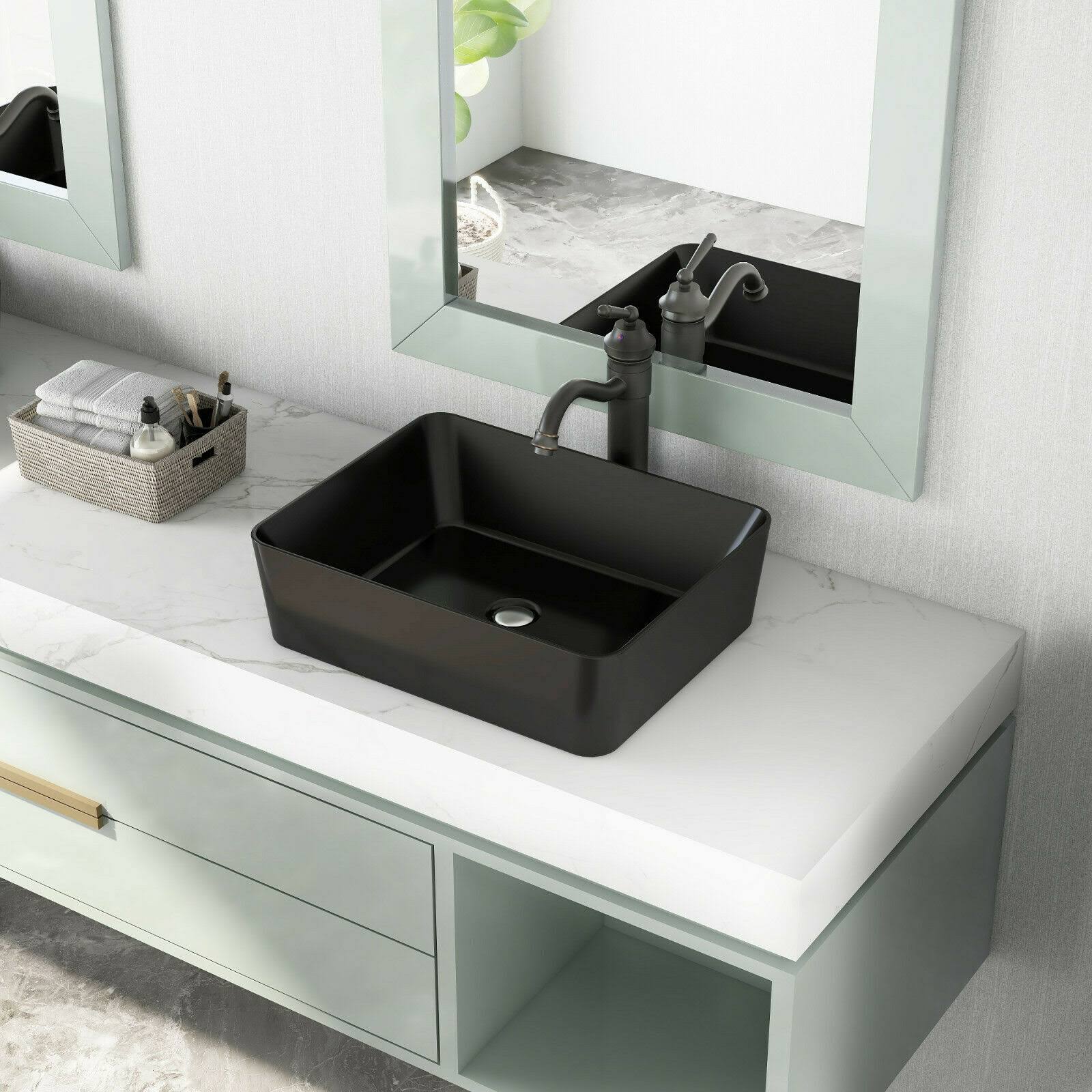 DeerValley DV-2V031 Black Ceramic Rectangular Vessel Bathroom Sink