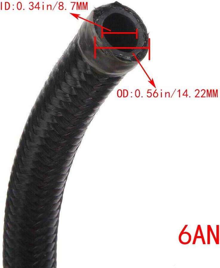 SUNROAD 6AN 10 Ft Universal Premium Braided Stainless Steel Fuel Line Filler Feed Hose Ends KitBlue & Black