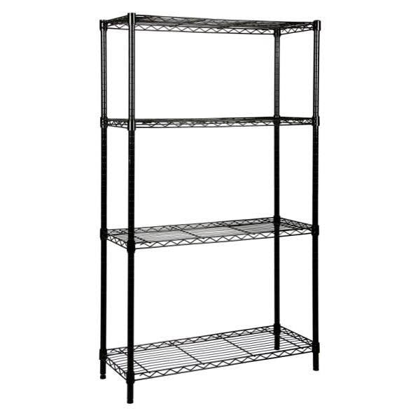 Quantum Storage Systems 4-Shelf Starter Kit Black Epoxy Wire Shelving 18x42x63 inch