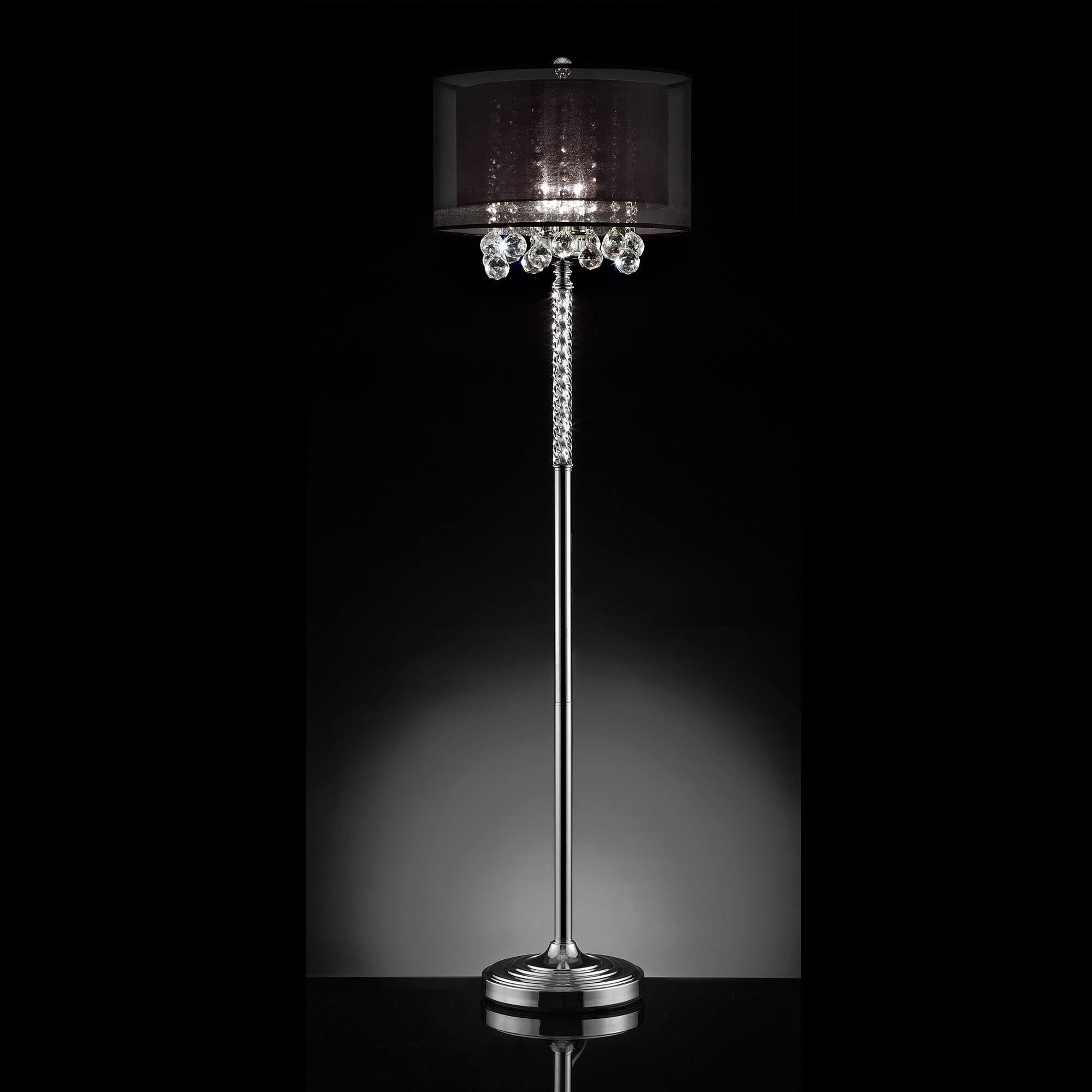 Ore International 62.5x22 Effleurer Crystal Floor Lamp, Black