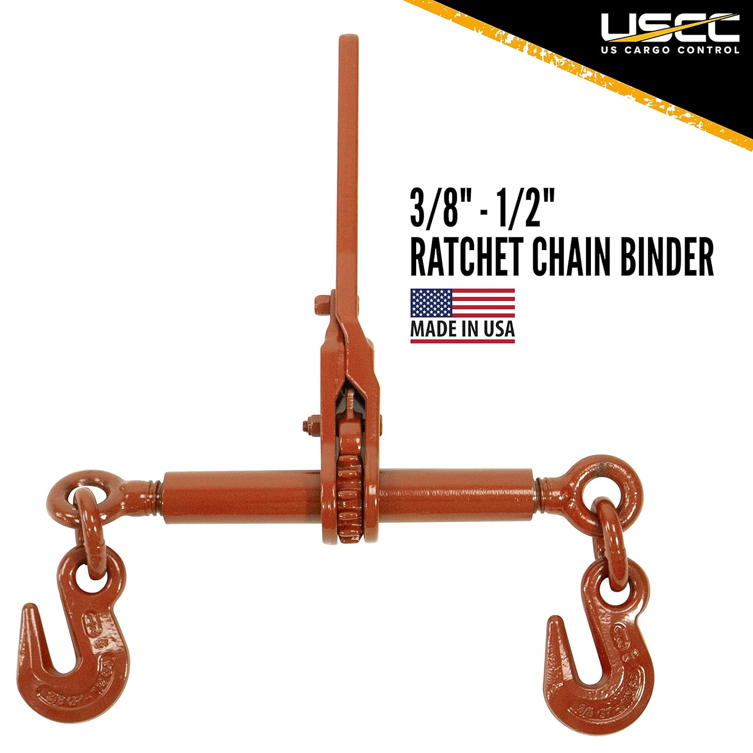 US Cargo Control 3/8 Inch x 16 Foot Grade 70 Chain Ratchet Chain Binder Package Made in The USA