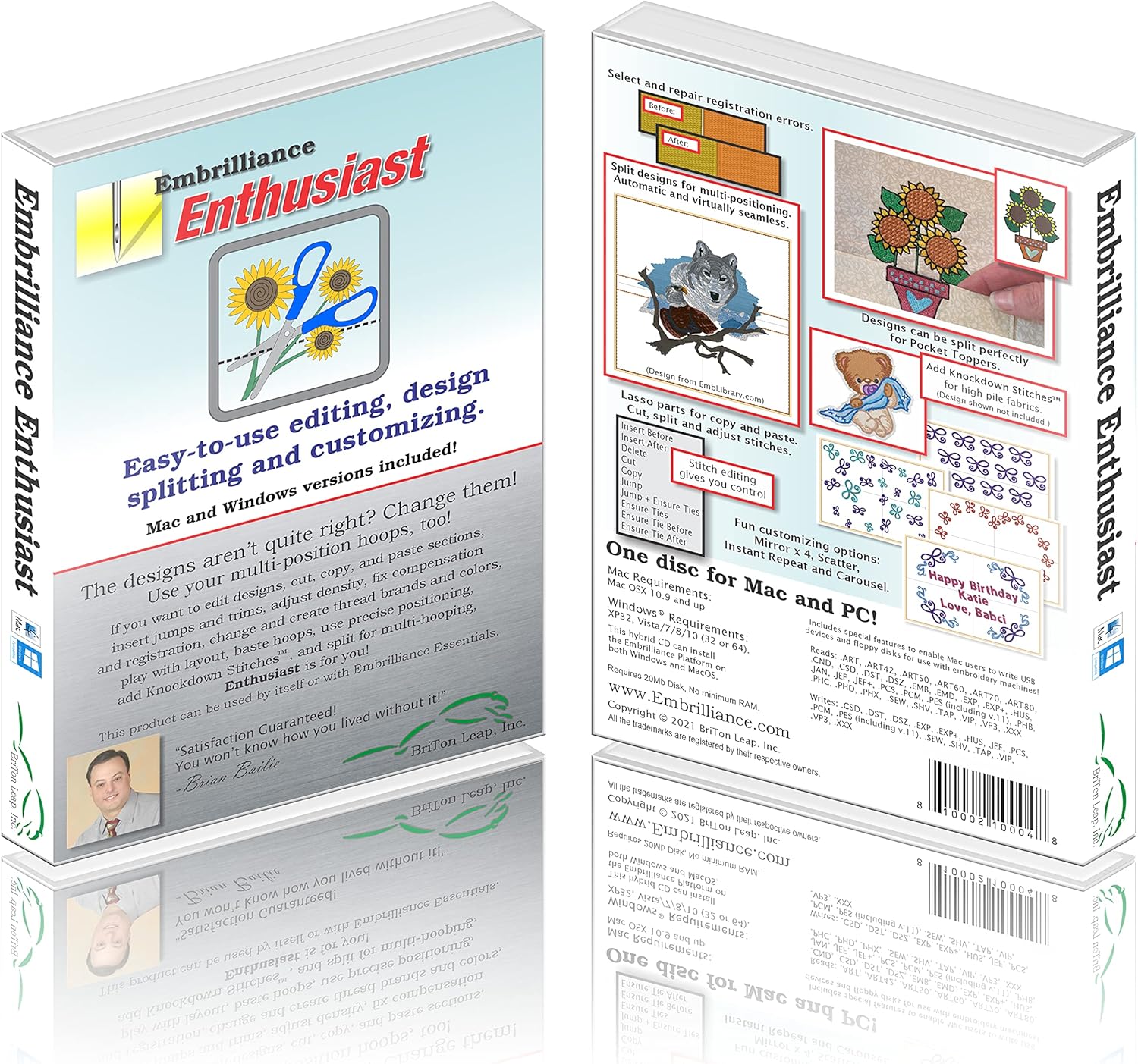 Embrilliance Enthusiast Embroidery Software for Mac & PC