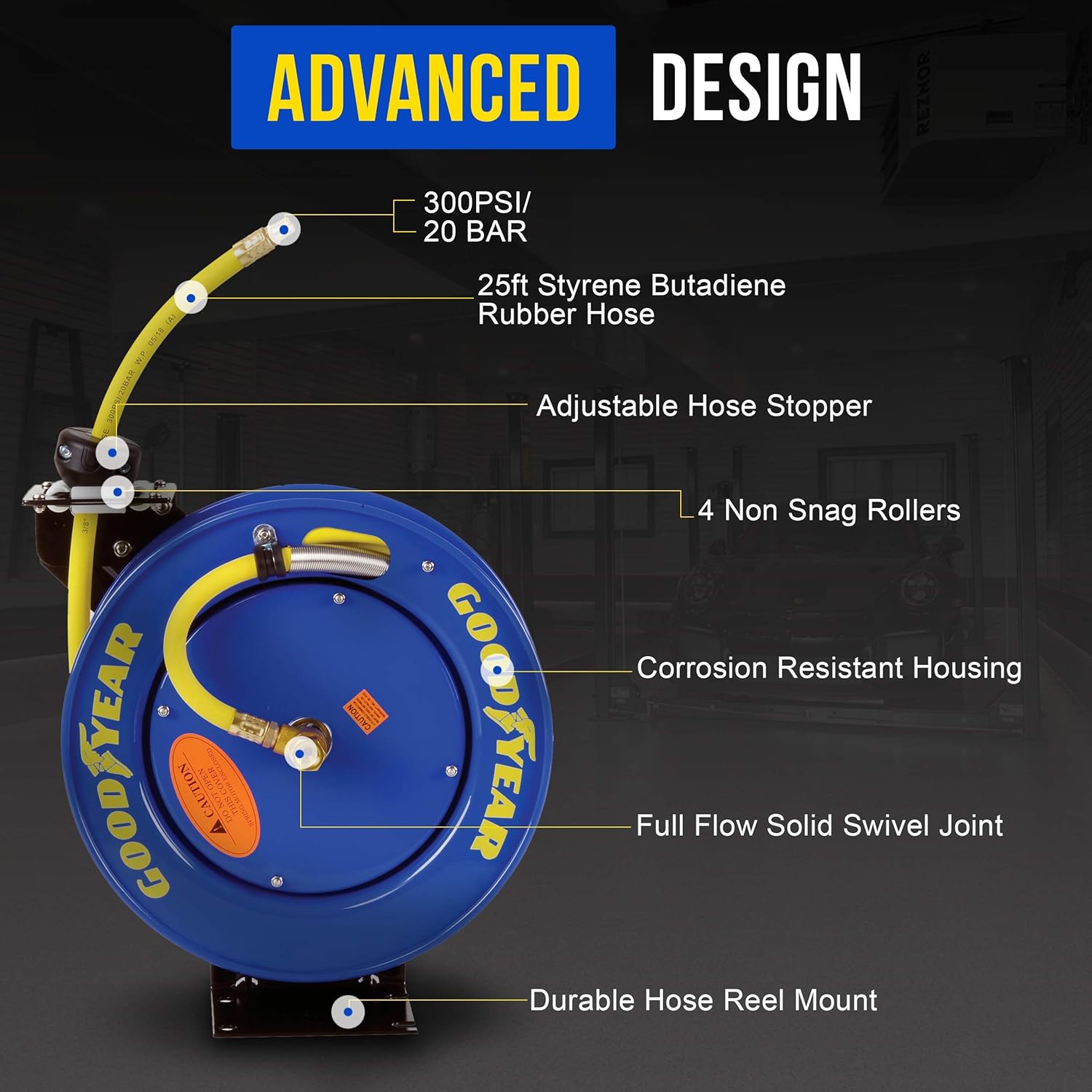 Goodyear Air Hose Reel Retractable 3/8