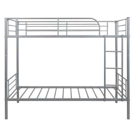 Twin Over Twin Bunk Bed Metal Frame for Kids Teens Adults, Convertible Into 2 Individual Metal Twin Bed Frame, Space-Saving Desi