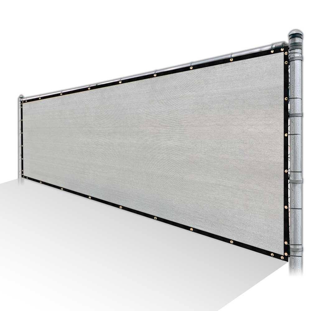ColourTree 4 ft. x 50 ft. Grey Privacy Fence Screen Mesh Fabric Cover Windscreen with Reinforced Grommets for Garden Fence, Gray