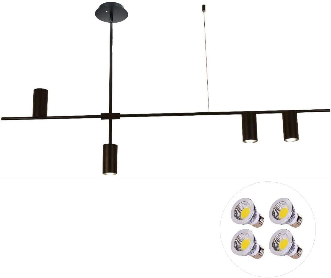 BOKT Gold Modern Ceiling Spotlight Light 4-Lights Adjustable Track Lighting Kitchen Island Linear Lighting Geometric Chandelier Light Lighting with Led Bulbs Fixture for Dining Room Living Room