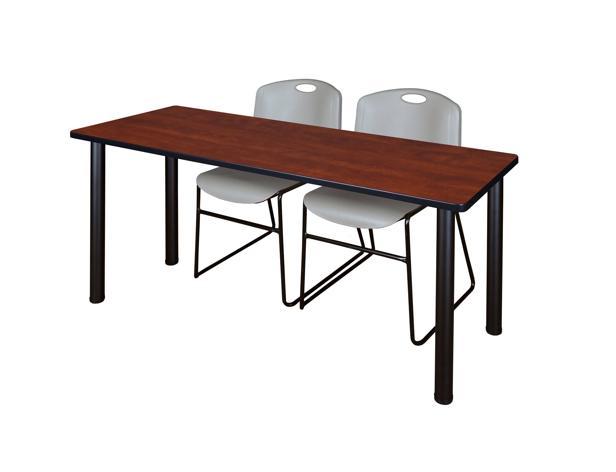 Regency 60x22 x 24x22 Kee Training Table- Cherry/ Black u0026 2 Zeng Stack Chairs- Grey
