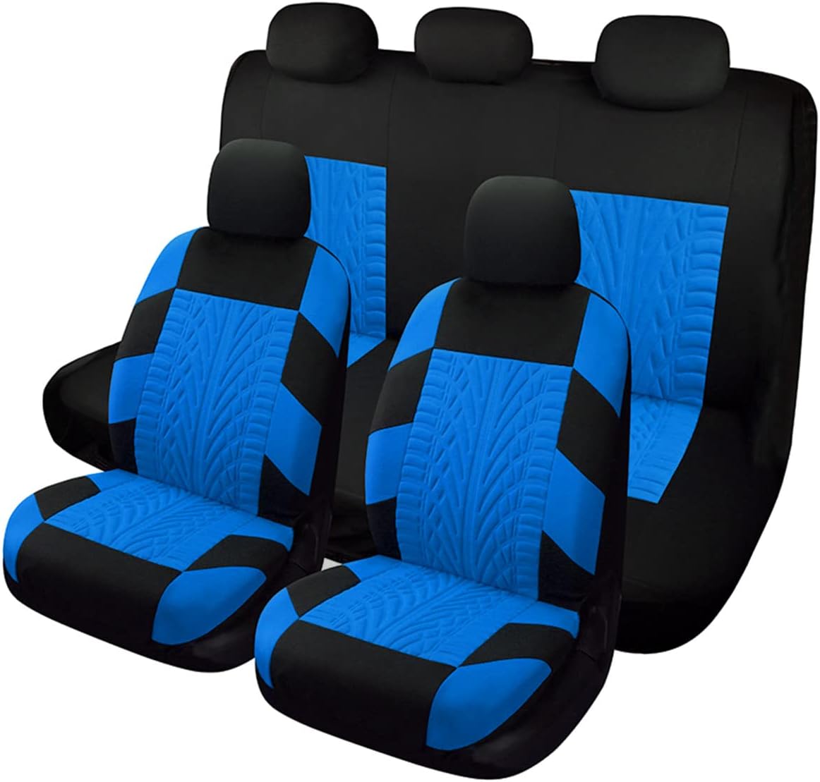 PONYJOYUP Car Seat Covers Full Set, Front Seat Covers and Rear Bench Seat Covers for Car, Breathable and Washable Automotive Vehicle Seat Cover, Universal Seat Cover for Sedan, SUV, Truck, Black&Grey