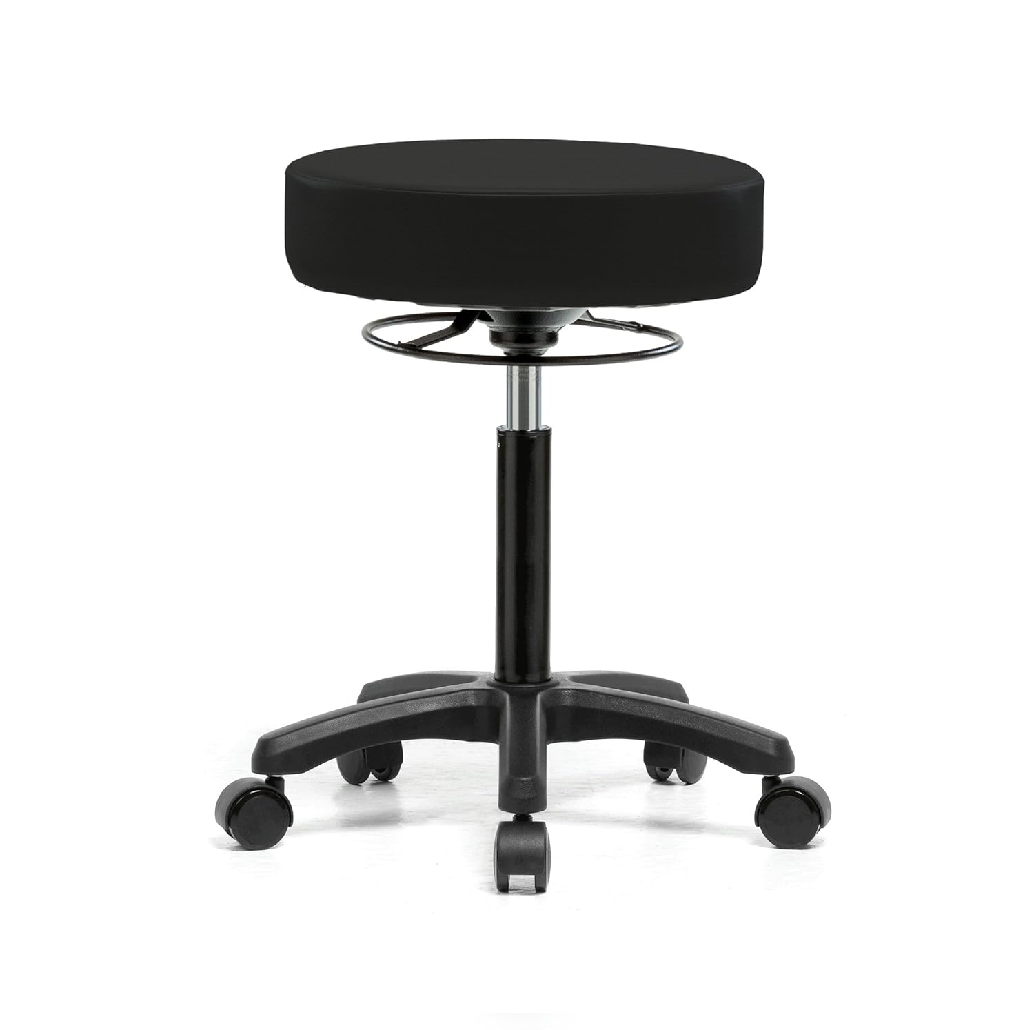 PERCH Life Rolling Height Adjustable Stool for Carpet & Linoleum | Desk Height 18-23 inches| 250-pound Weight Capacity | 12 Year Warranty (Black Fabric)
