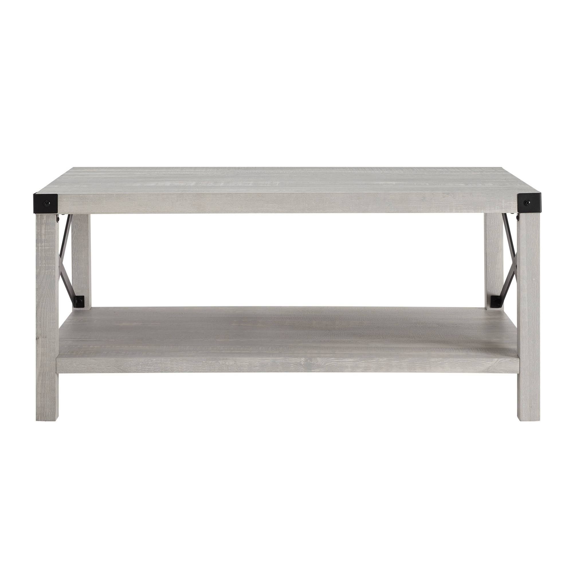 Sophie Rustic Farmhouse x Frame Coffee Table Stone Gray - Saracina Home