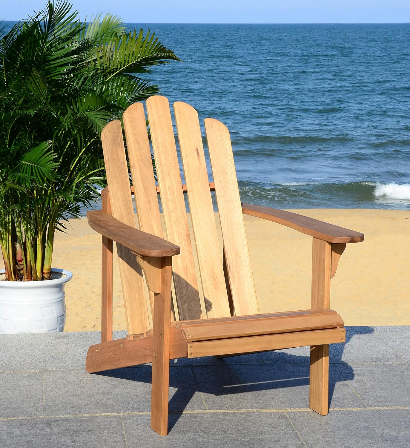 Safavieh PAT7027C Outdoor Topher White Classic Adirondack Chair