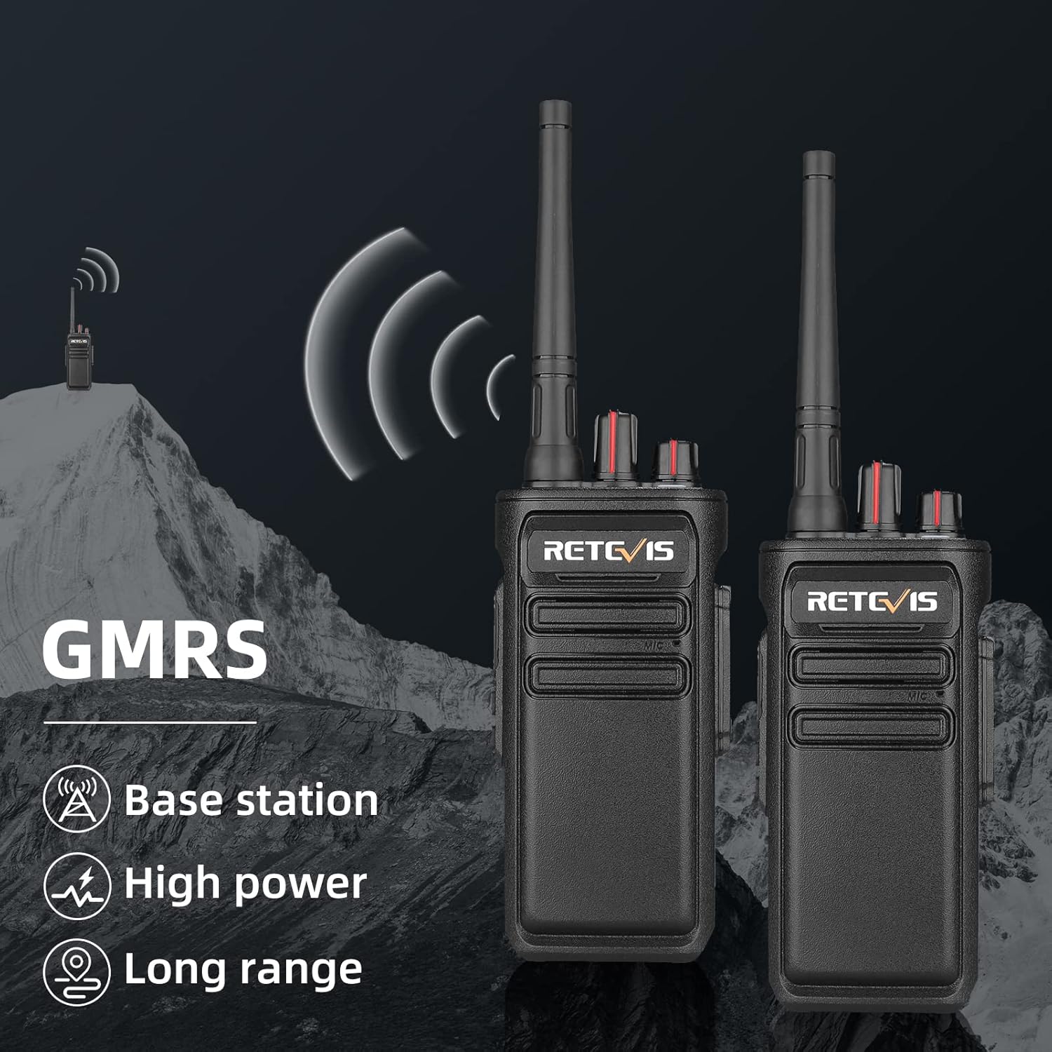Retevis RB23 Two Way Radios Long Range 5 Watt,IP67 Waterproof Walkie Talkies,Emergency Alarm,2 Way Radio with Shoulder Mic for Farm,Warehouse(4 Pack)
