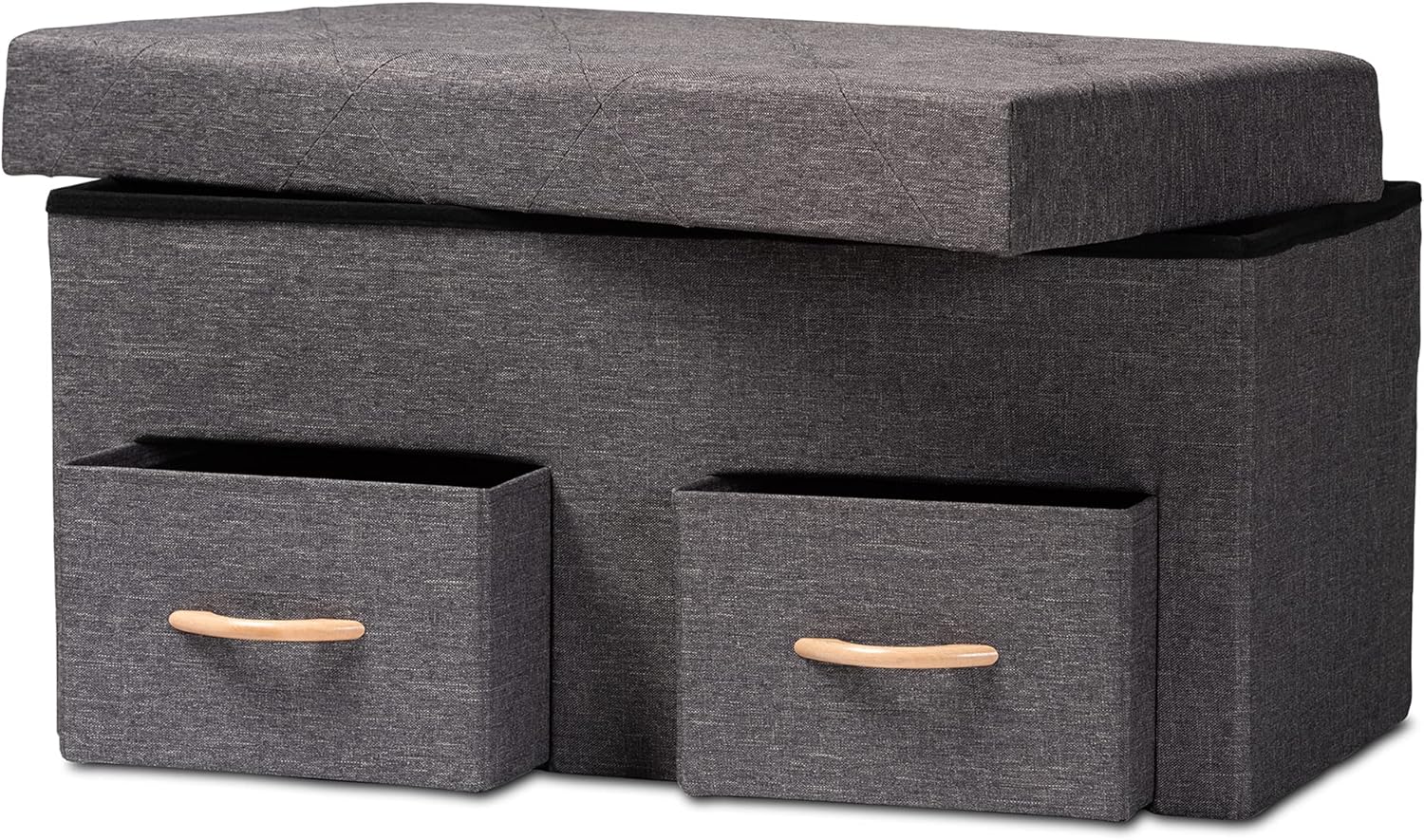 Baxton Studio 196-12515-AMZ Ottomans, Dark Grey Pack of 2