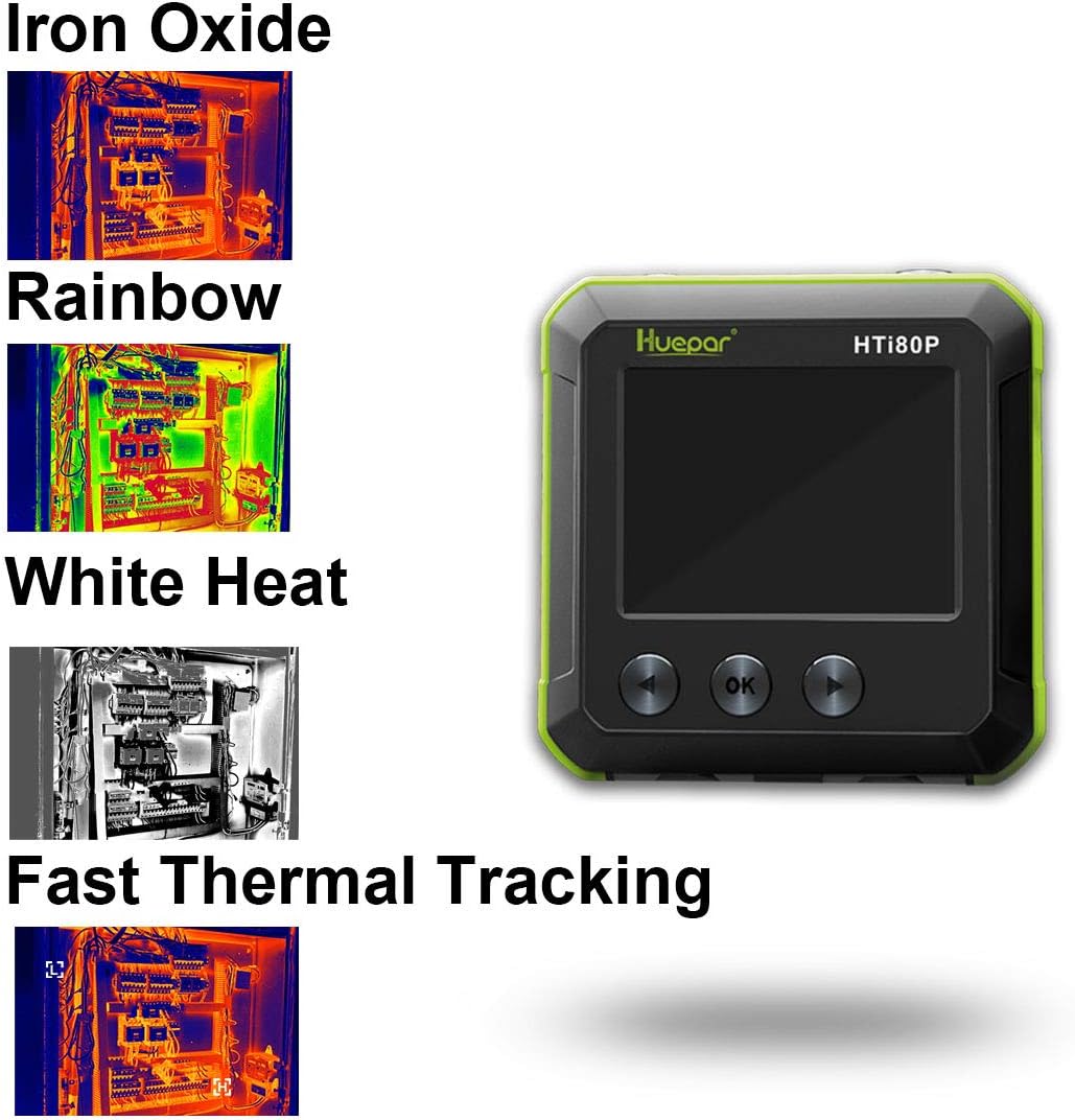 Pocket-Sized IR Thermal Imager, Huepar 80 x 60 Infrared Resolution Thermal Imaging Camera Measurement Range 14°F~752°F with 76800 Pixels Display, Temperature Tracking & Adjustable Emissivity HTi80P