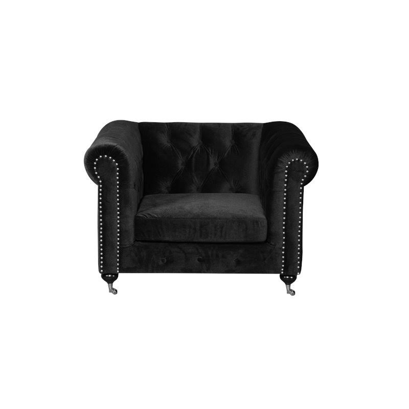 Pangea Home Claire 1-Seater 15x22 Wood Sofa in Black Velvet
