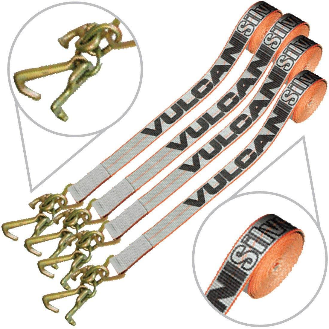 Vulcan Silver 96x22 Auto Tie Down Strap Only, RTJ Hooks, 3300 lbs. SWL, 4 Pack