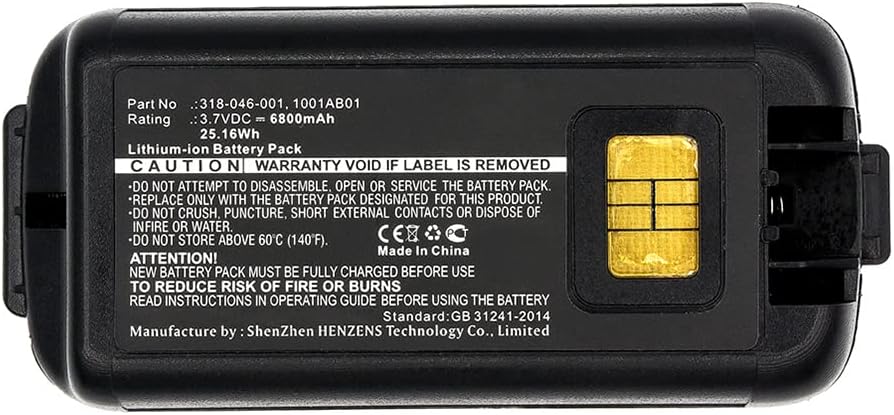 Synergy Digital Barcode Scanner Battery, Compatible with Intermec CK70 Barcode Scanner, (Li-ion, 3.7V, 6800mAh) Ultra High Capacity, Replacement for Intermec 1001AB01 Battery Pack of 2