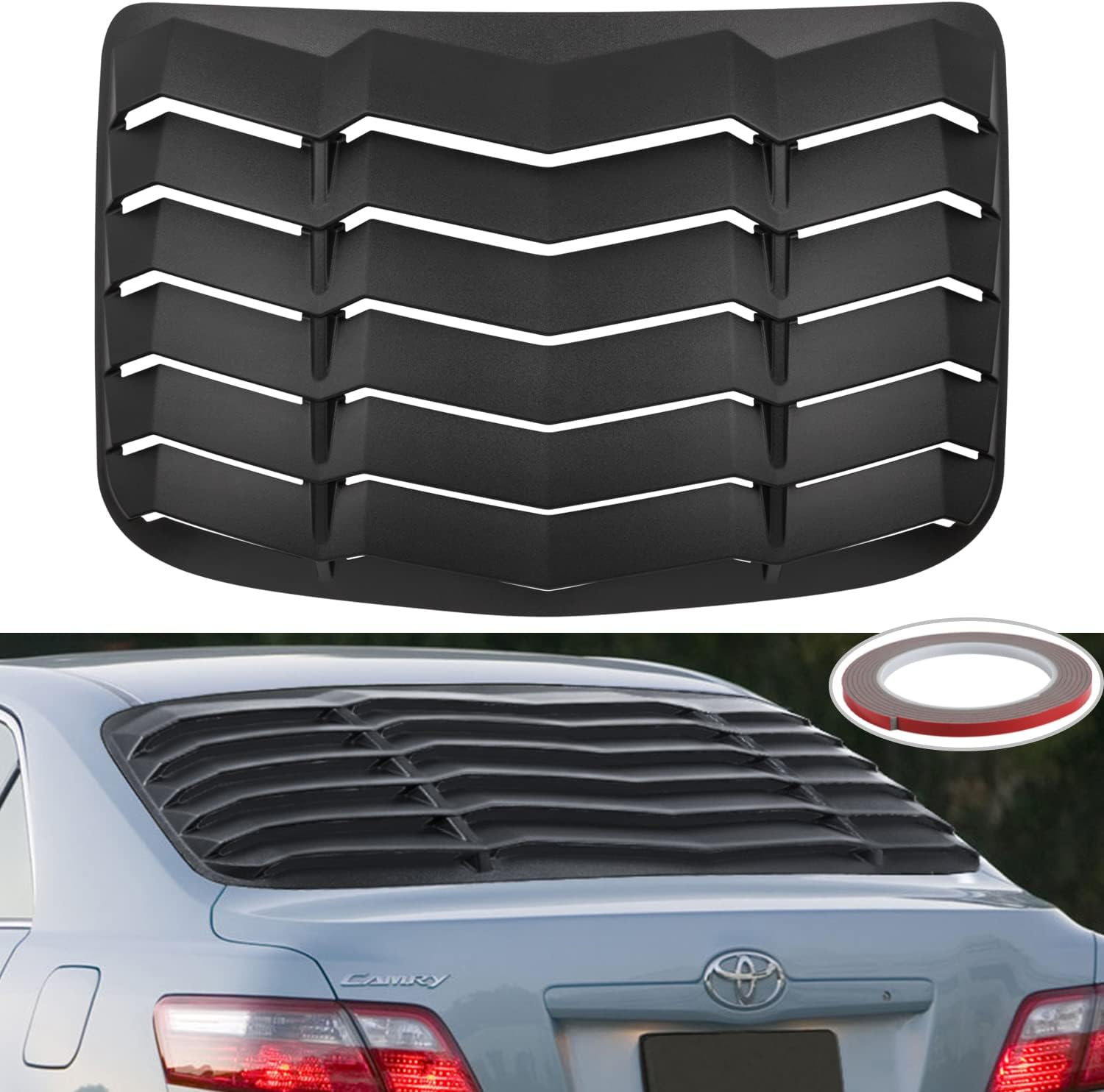 Rear Window Louver for Toyota Camry 2007 2008 2009 2010 2011 ABS Sun Shade Windshield Cover GT Lambo Style (Matte Black)