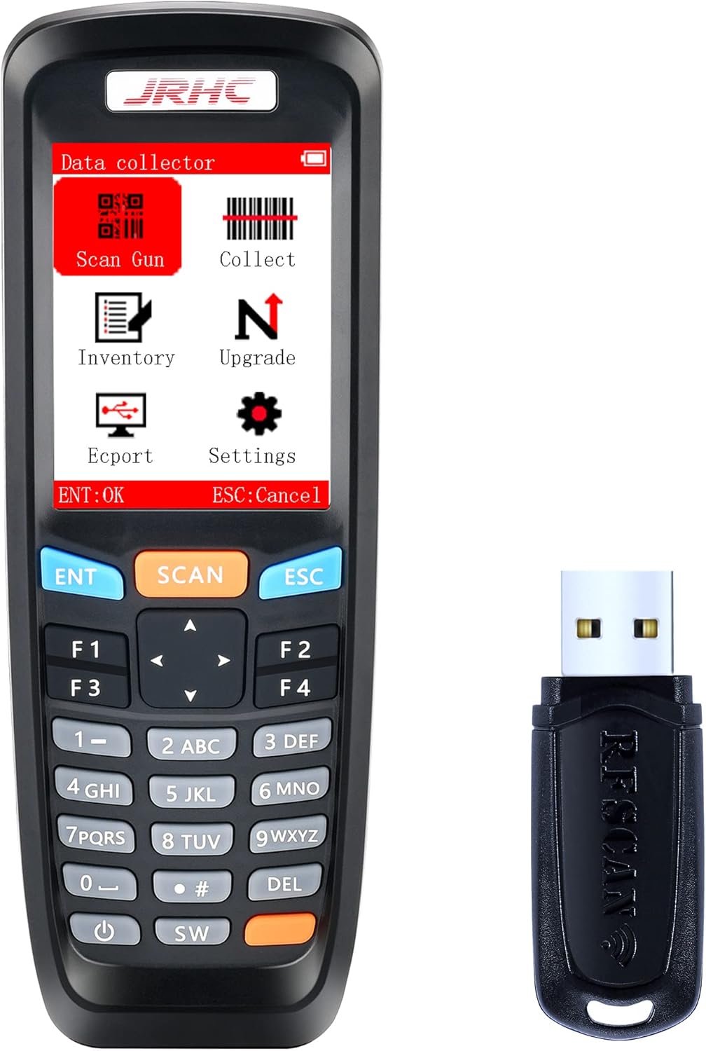 Wireless Barcode Scanner,JRHC Inventory Scanner 1D Data Collector Portable with TFT Color 2.8 Inch LCD Screen Bar Code Cordless for Store,Supermarket,Warehouse,Library,Medical,Banks,Logistics Pack of 2