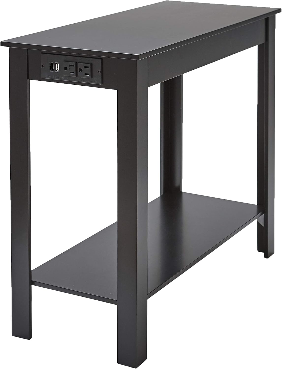 Side Table with Power Station - Office End Table with Outlets - Black Pack of 2