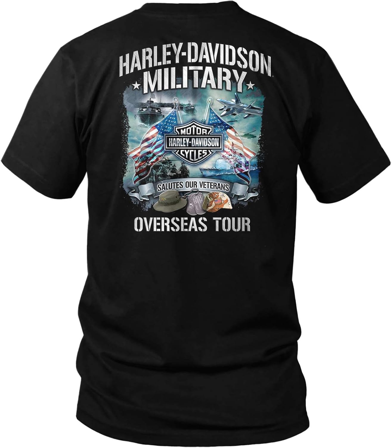 Harley-Davidson Military - Bar & Shield Orange on Black T-Shirt - Overseas Tour | Salutes Our Veterans