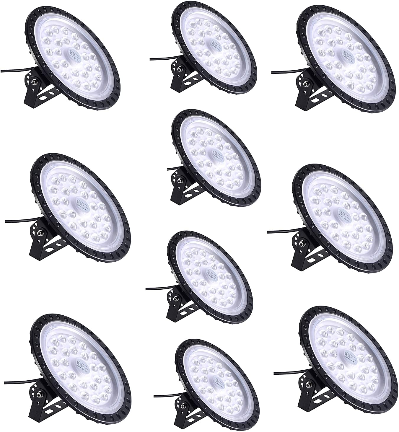 200W 10pcs UFO LED High Bay Lighting 20000 Lumen Factory Warehouse Industrial Lighting IP65 Warehouse LED Lights- High Bay LED Lights- Commercial Bay Lighting for Garage Factory Workshop Gym