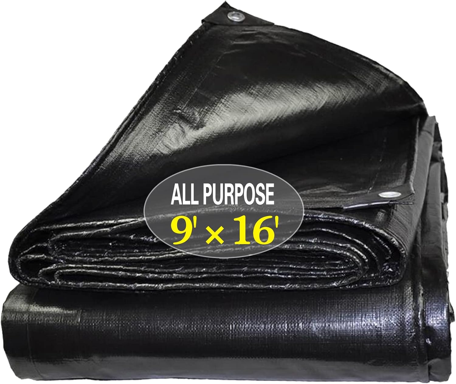 Tarps Heavy Duty Waterproof 16x26ft Tarpaulin Multipurpose Covers Outdoor Cover Black 16MIL Great for Emergency Rain, Roof, Patio Furniture, Tent, Boat, RV, or Pool Cover with 20pcs Cord Clips