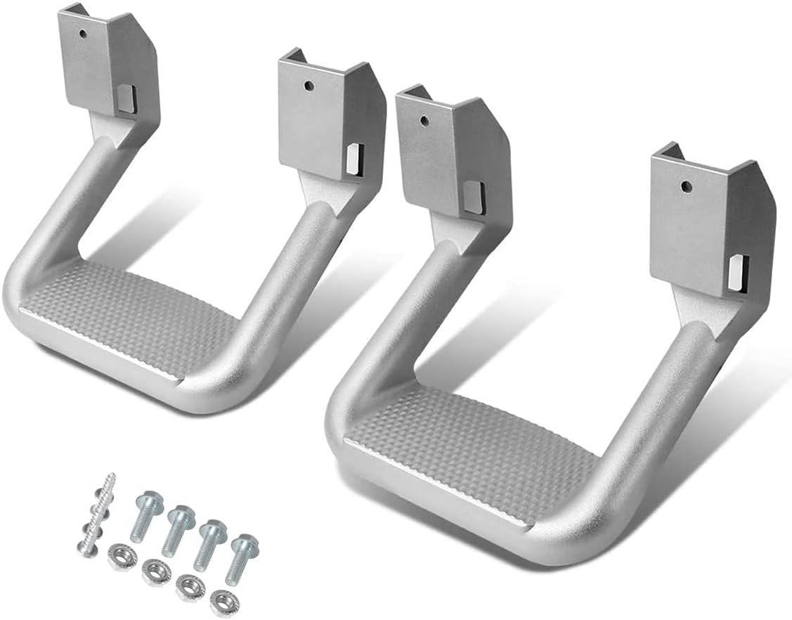 for Chevy GMC SUV Truck Universal Silver Powder Coated Side Step Set Pair Pack of 2