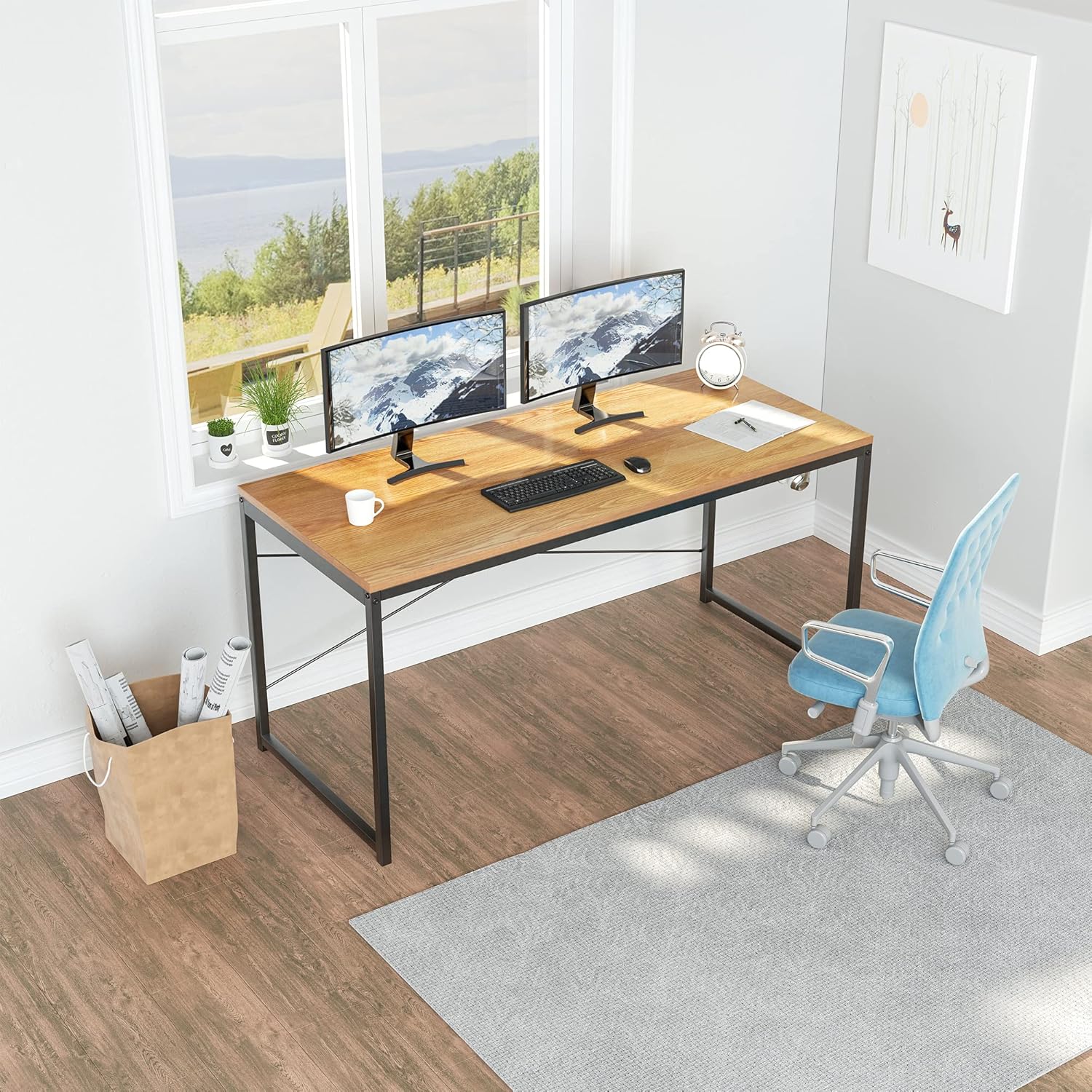 Molblly 40 Inch Computer Desk,Home Office Desk Study Table Study Writing Desk,Small Computer Desk for Small Spaces,Simple Style,Easy Assemble,Walnut 40