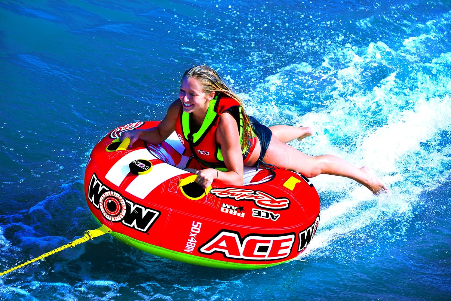 WOW World of Watersports Ace Racing Boat Tube 1 Person Inflatable Towable Tube for Boating, 15-1120 Pack of 2