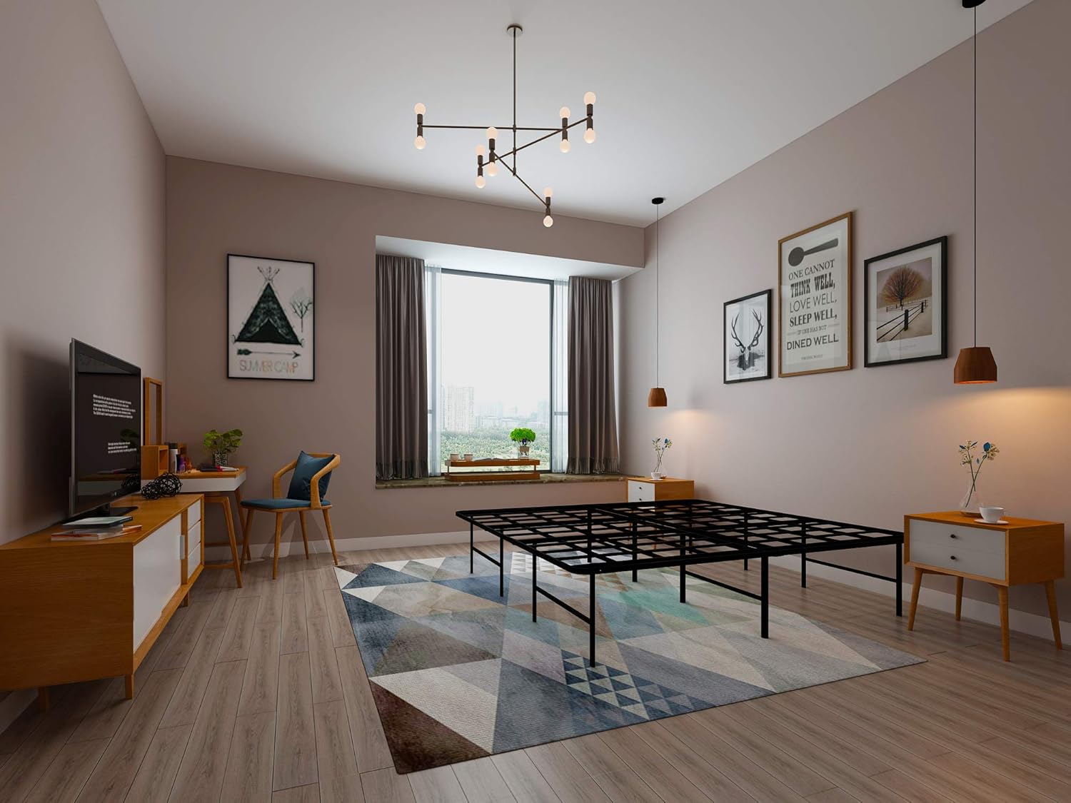 Homdock 15 Inch Metal Platform Bed Frame, Heavy Duty Sturdy Mattress Foundation/No Box Spring Needed/Noise Free/Easy Install/Black Finished,King