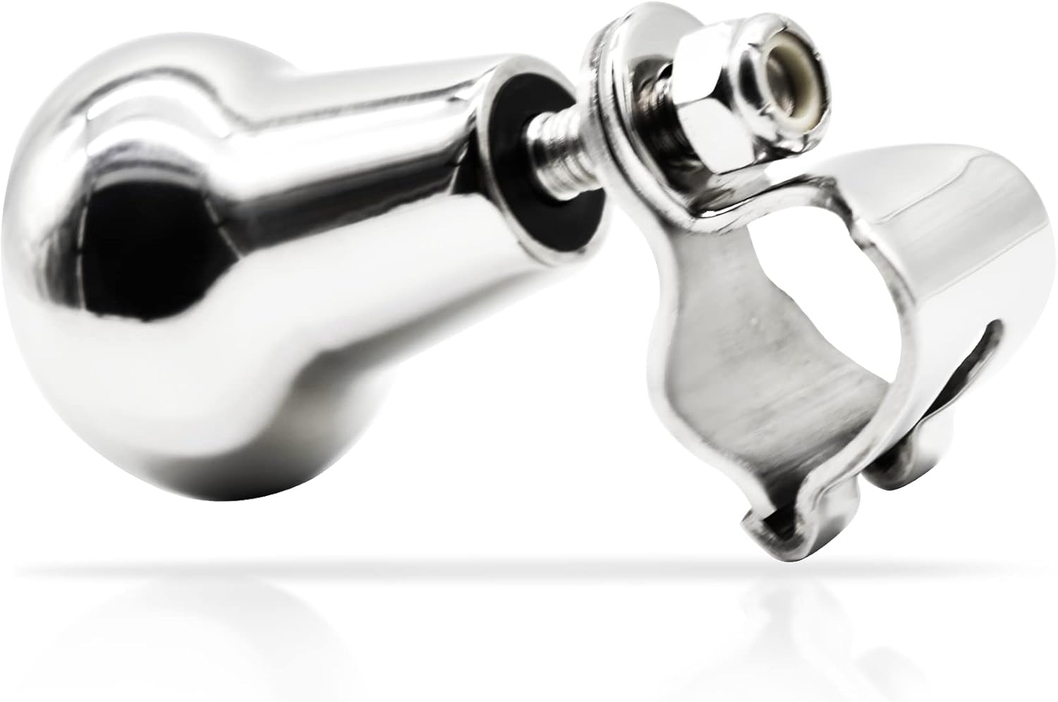 Marine City 316 Stainless Steel Mirror Polished Sport Boat Sturdy Steering Wheel Spinning Knob with Cap for Boat RV Yachts