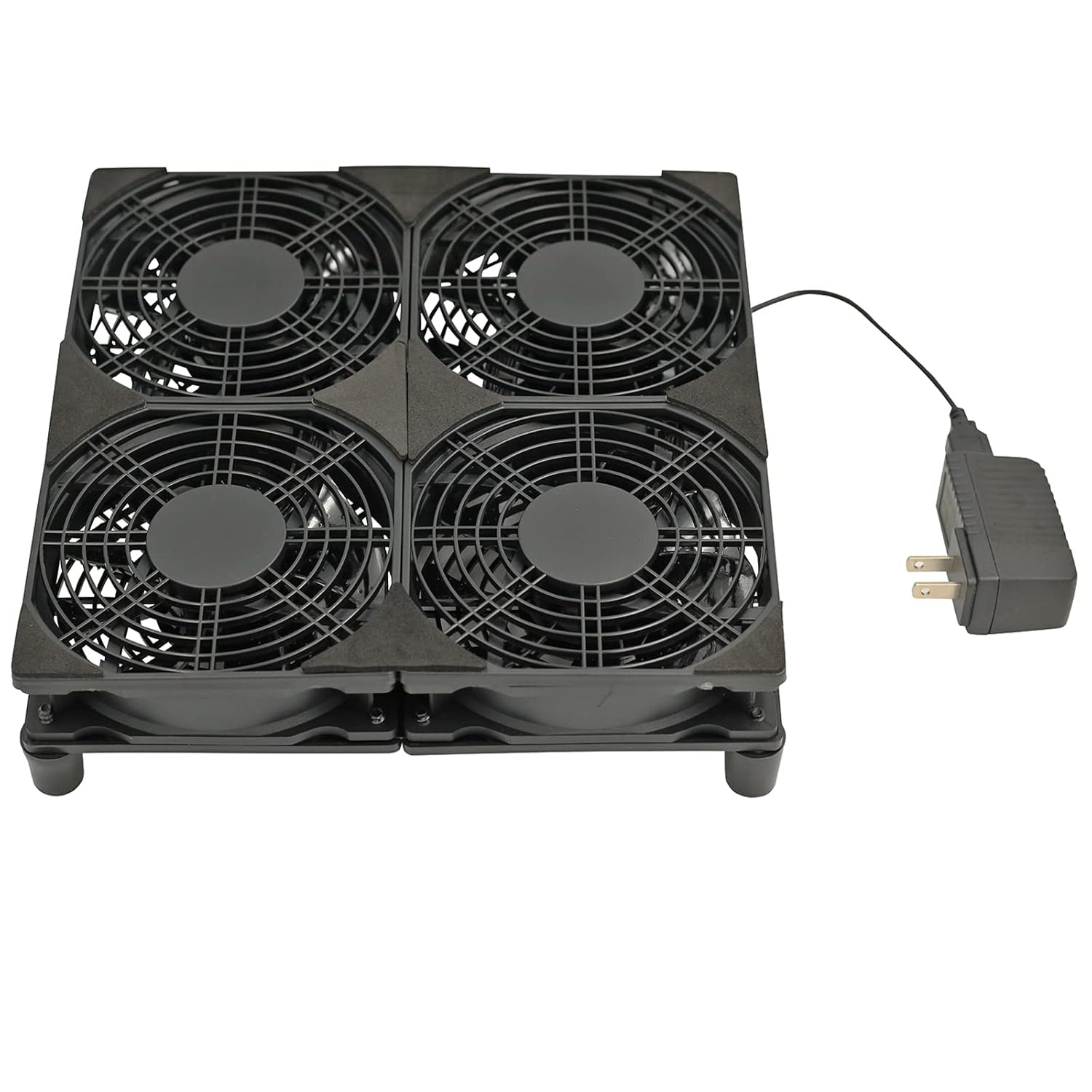 240x240x50mm 5V Powered USB Cooling Fan with USB AC Adaptor 120mmx4 USB Fan for Router Laptop Entertainment Center Audio Video Cabinet Server Switch and More Pack of 2