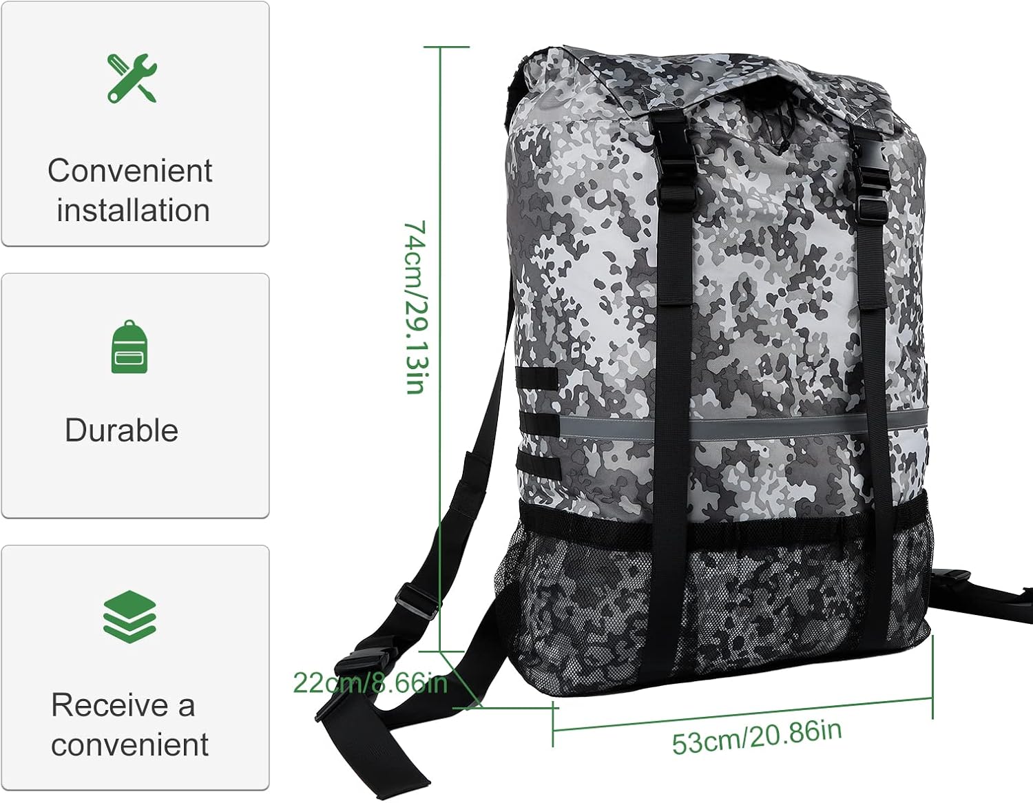 RT-TCZ Spare Tire Storage Bag, Large Capacity SUV Spare Tire Trash Bag, Heavy Duty Oxford Fabric Organizer for Jeep Wrangler TJ JK JL Trucks Off-Road Outdoor&Camping(Grey Camouflage)