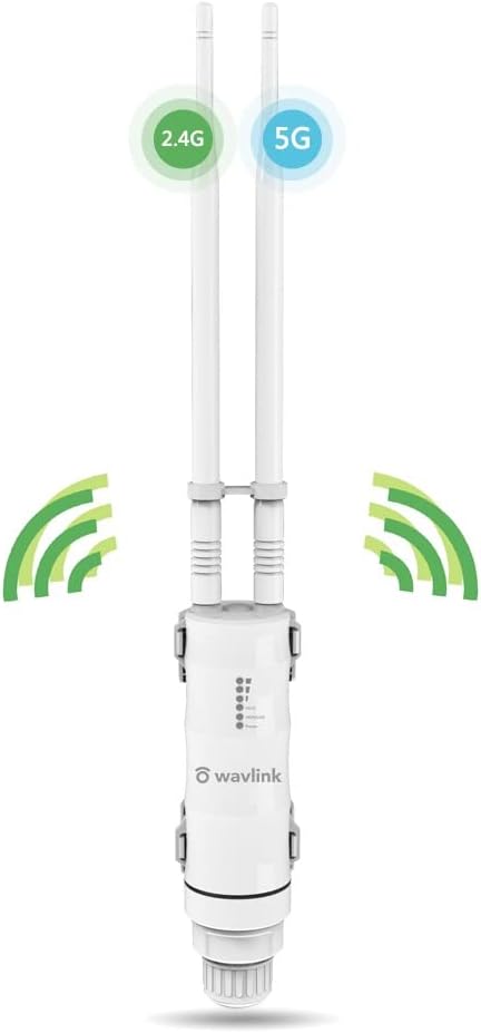 AC600 Outdoor WiFi Extender, WAVLINK High Power 1000mW Dual Band Access Point | Supports AP/Router/Repeater/WISP Modes | Weatherproof | Ethernet Port | Long Range WiFi Repeater for Backyard, Garage