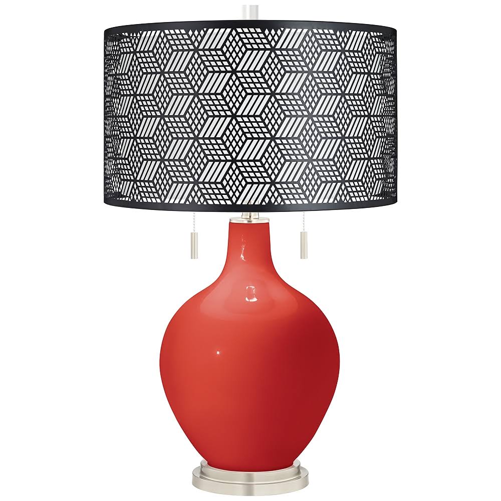 Cherry Tomato Toby Table Lamp with Black Metal Shade - Style #99F14